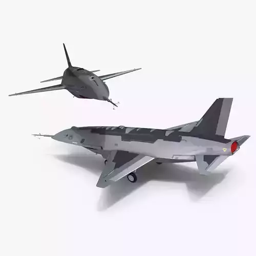 Tactical Stealth Jet with Landing Gear Rigged for Cinema 4D 3D model