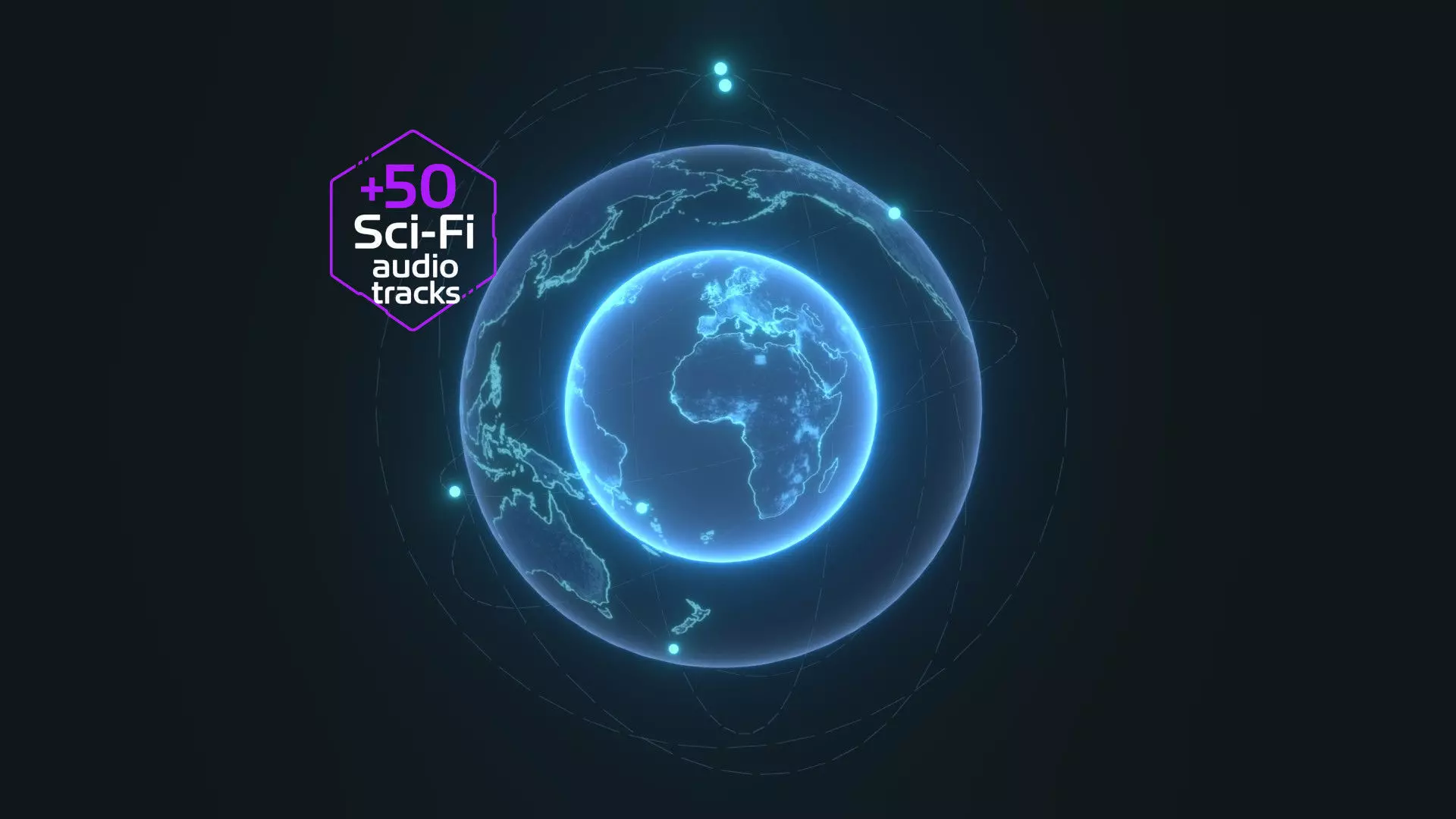 Animated Hologram Planet Earth No 7 With 50 Sci-Fi Music Tracks Low-poly 3D model_0