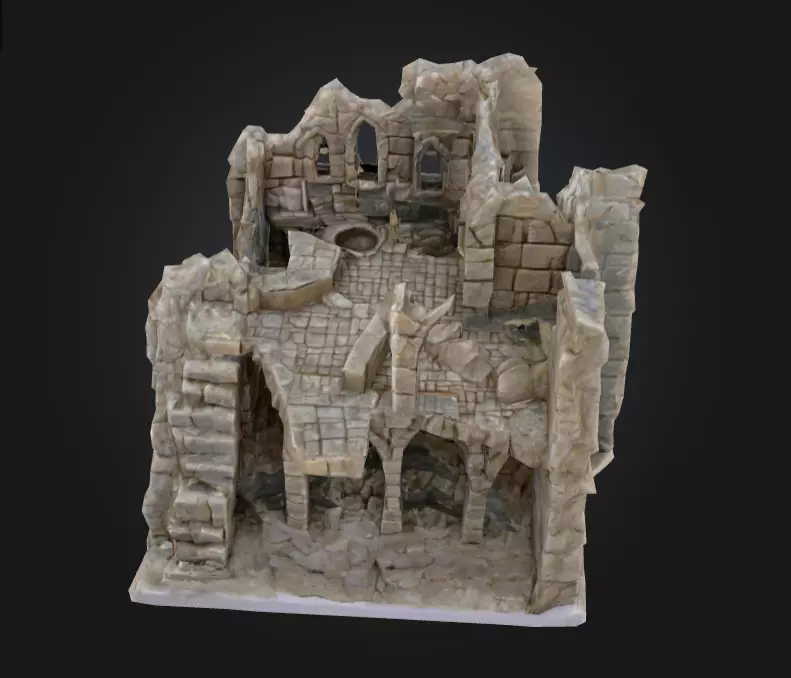 Ruined Fortress Model Low-poly 3D model_1