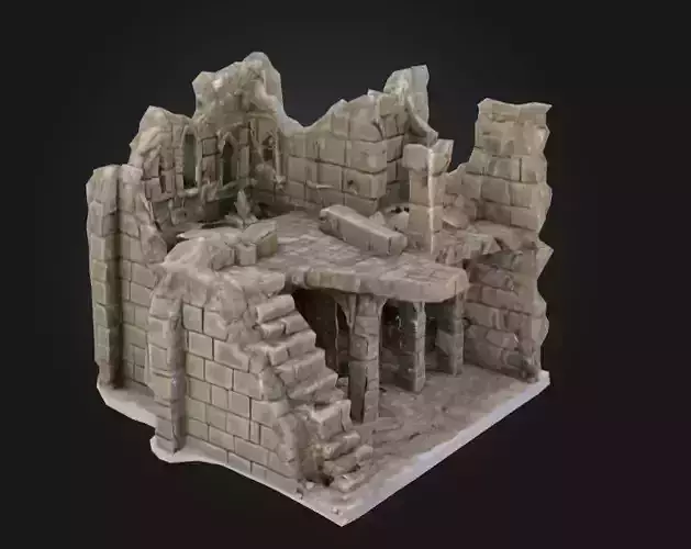 Ruined Fortress Model Low-poly 3D model