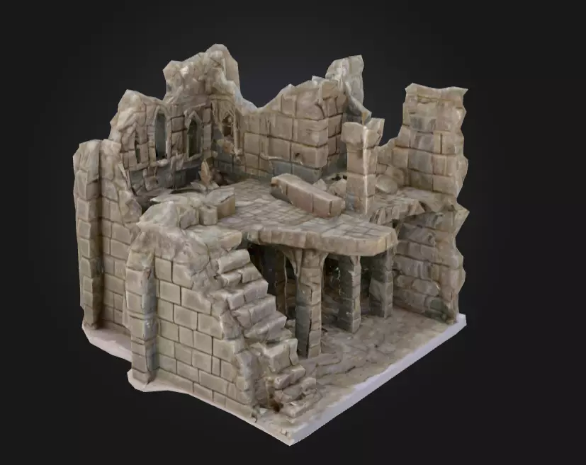 Ruined Fortress Model Low-poly 3D model_0