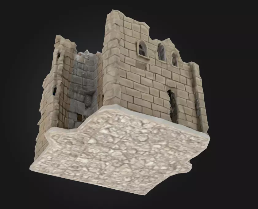 Ruined Fortress Model Low-poly 3D model_10