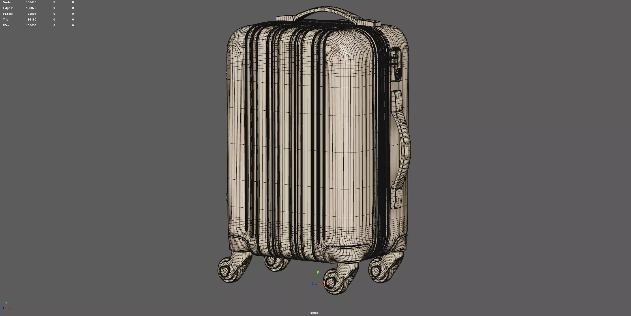 Trolley Suitcase Travel Bag 3D model_6