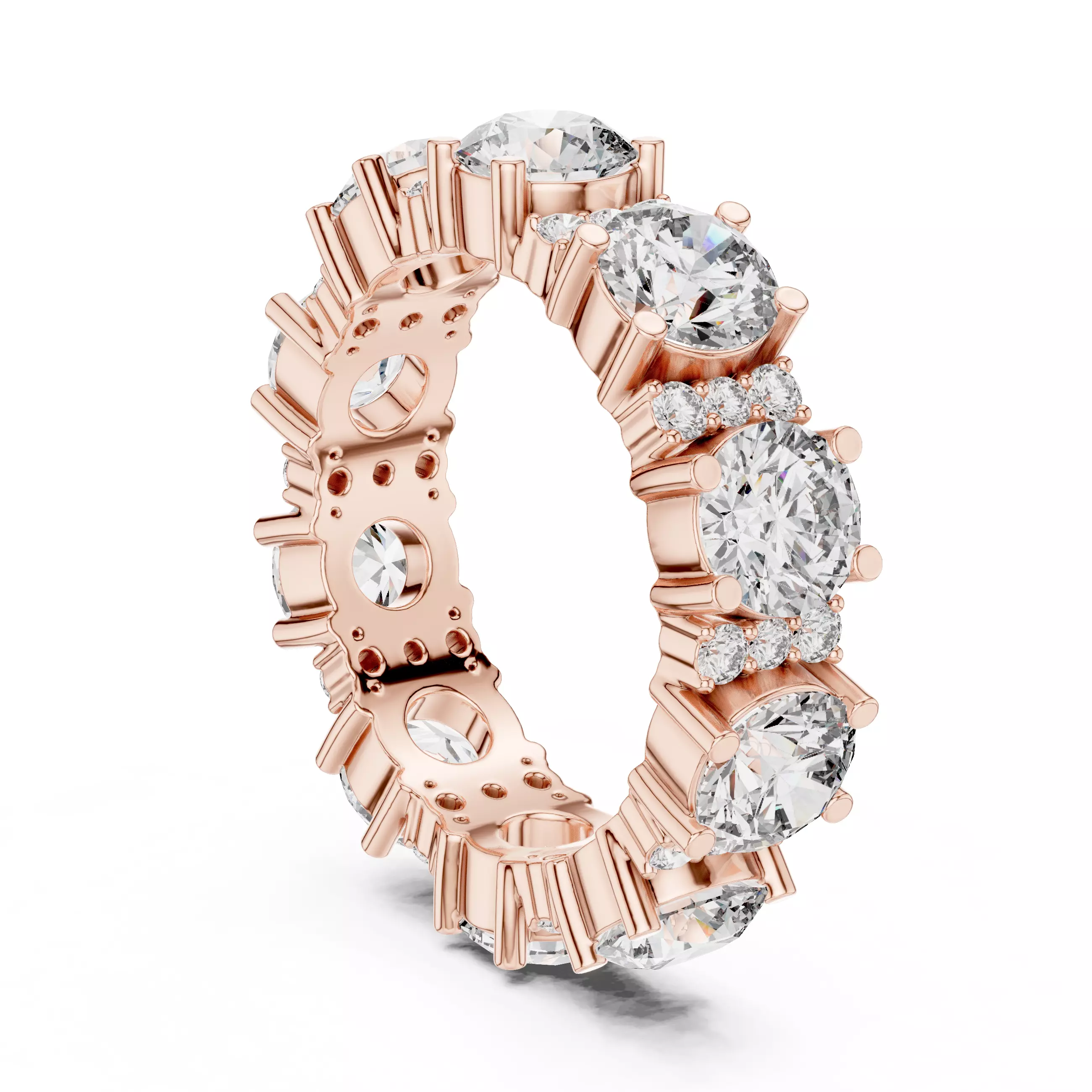 5mm Round Cut Full Eternity Diamond Wedding Band 3DM STL Video 3D print model_3