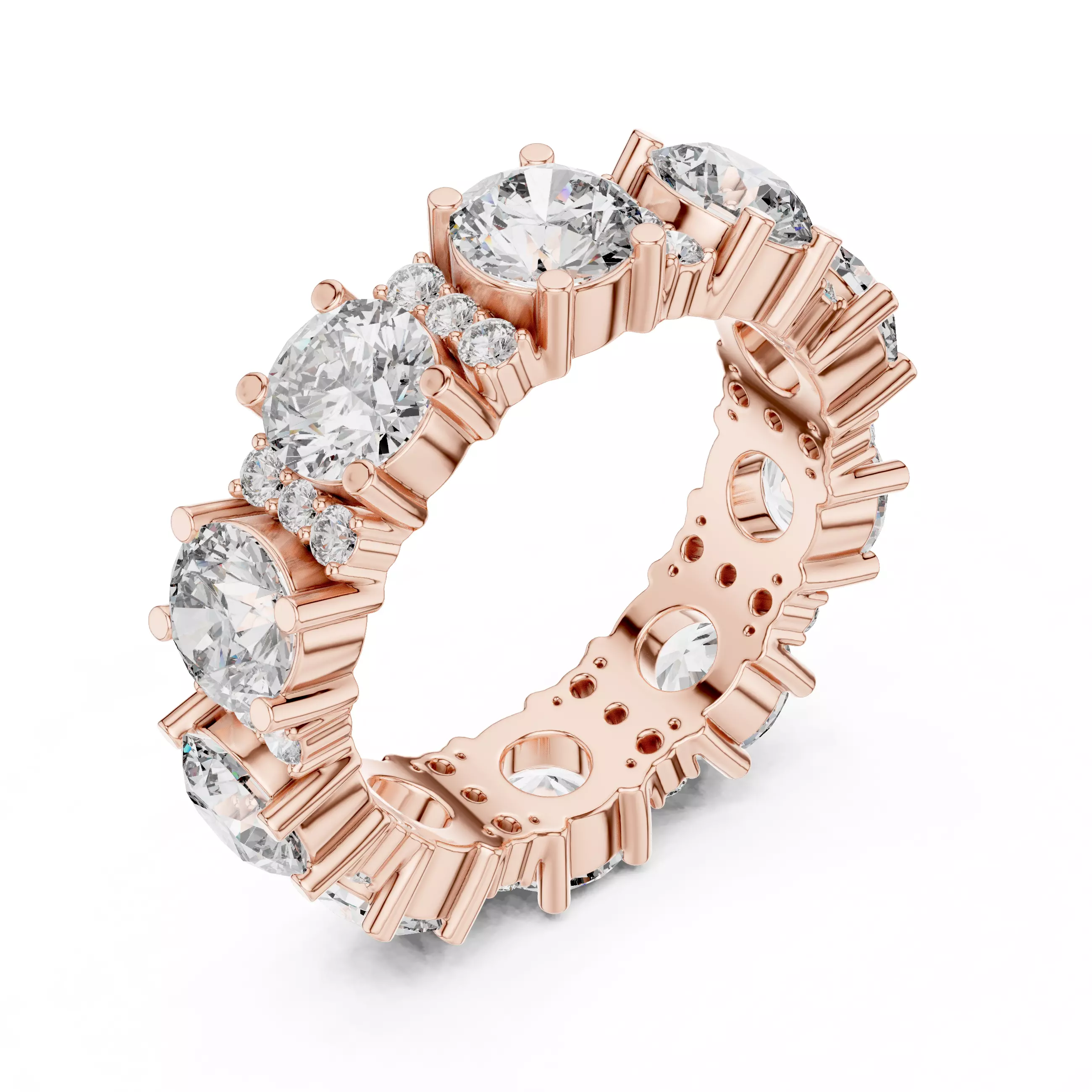 5mm Round Cut Full Eternity Diamond Wedding Band 3DM STL Video 3D print model_4