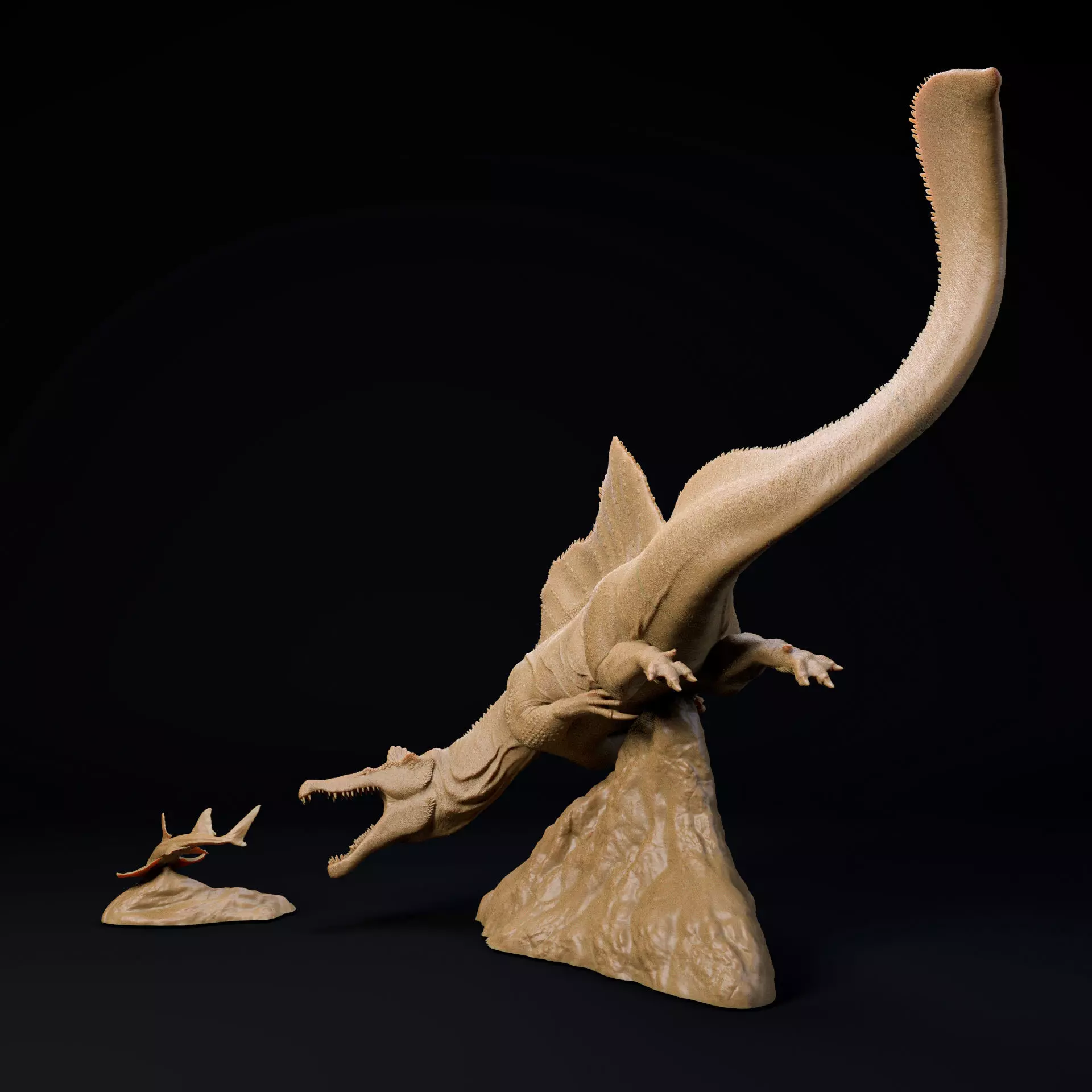 Spinosaurus swimming or hunting 1-35 scale pre-supported 3D print model_3