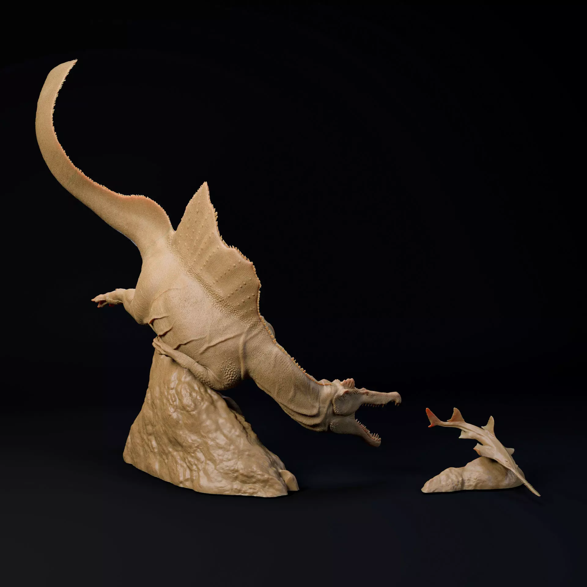 Spinosaurus swimming or hunting 1-35 scale pre-supported 3D print model_2