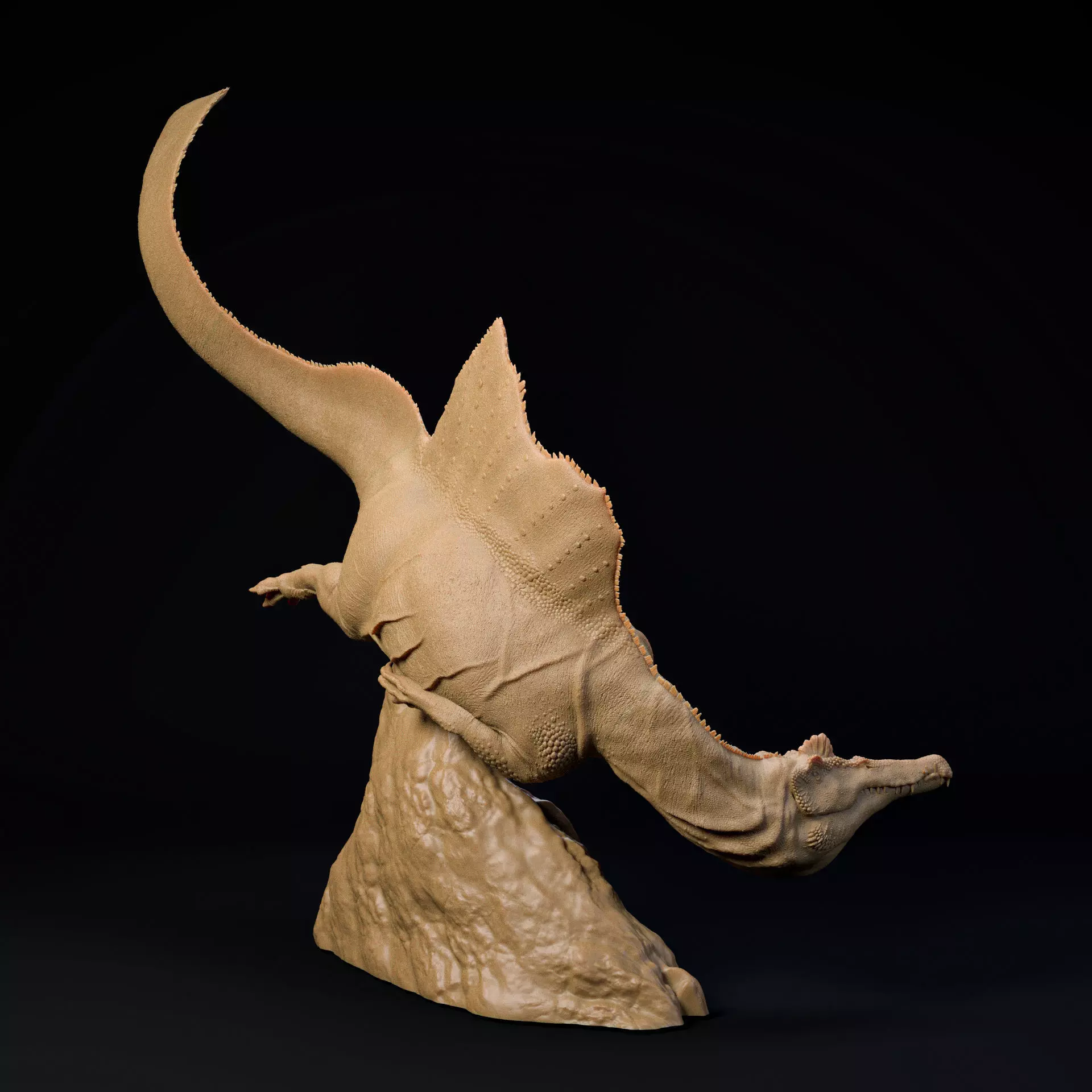 Spinosaurus swimming or hunting 1-35 scale pre-supported 3D print model_5