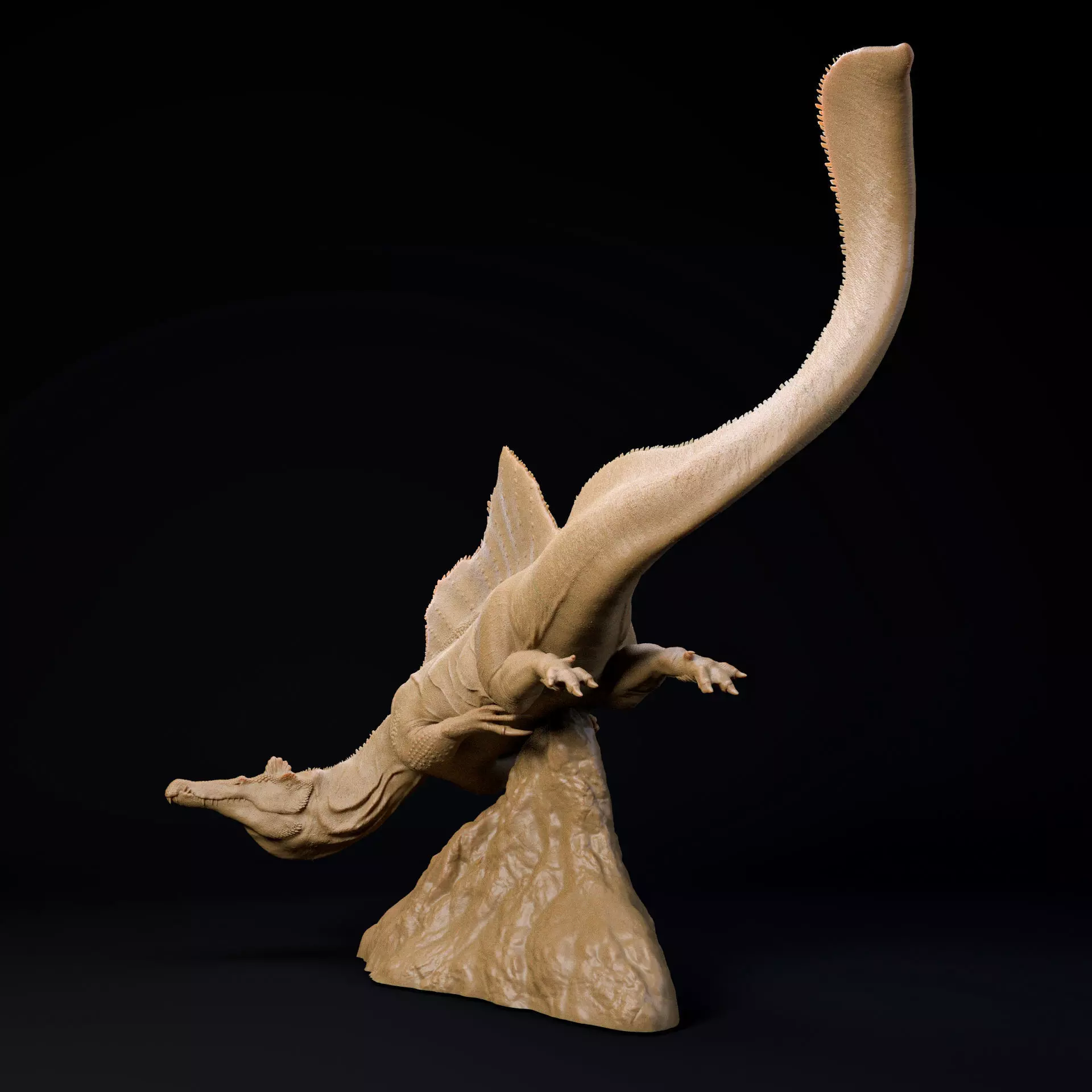 Spinosaurus swimming or hunting 1-35 scale pre-supported 3D print model_6