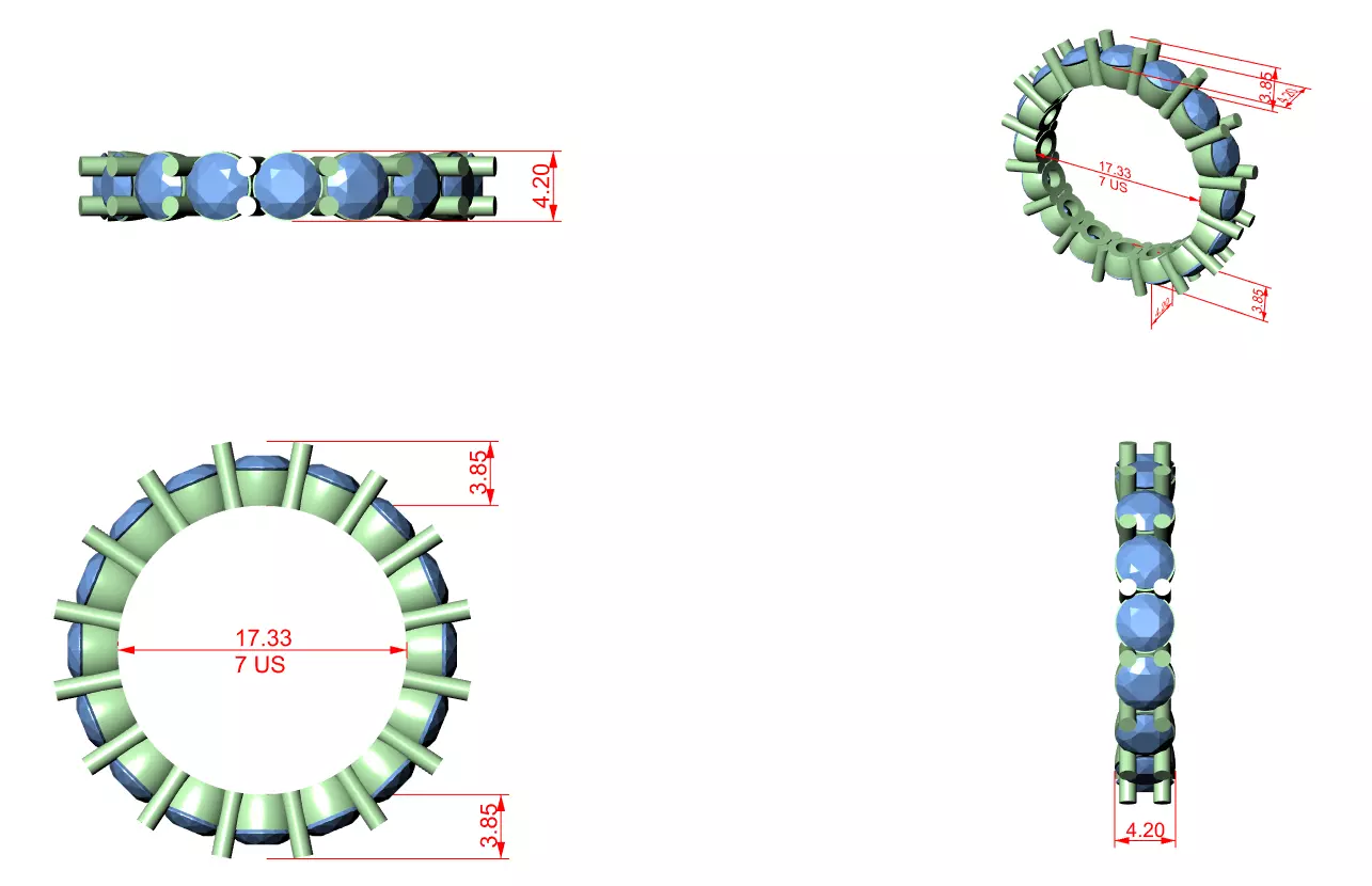 4mm Round Cut Full Eternity Stacking Wedding Band 3DM STL Video 3D print model_12