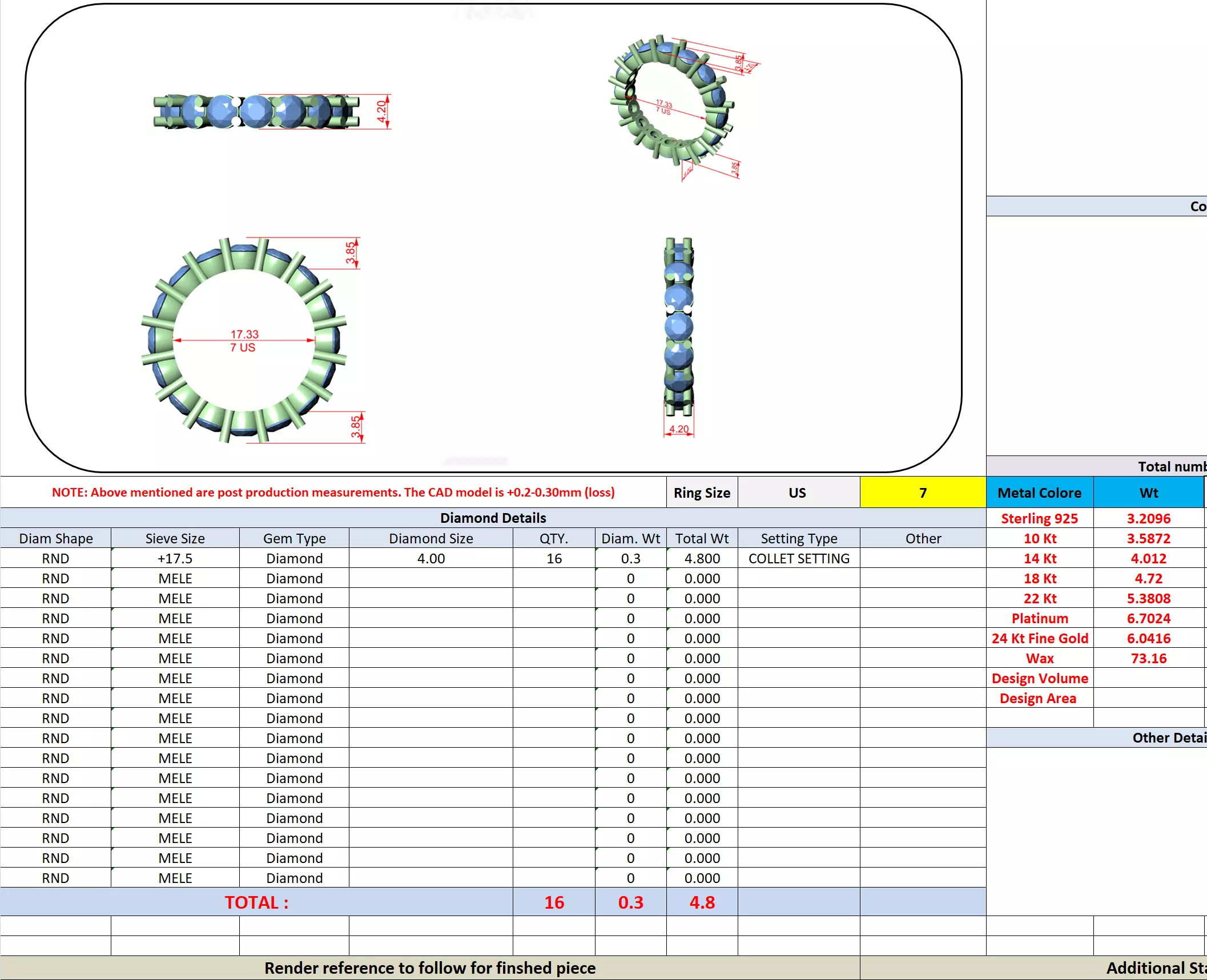 4mm Round Cut Full Eternity Stacking Wedding Band 3DM STL Video 3D print model_13