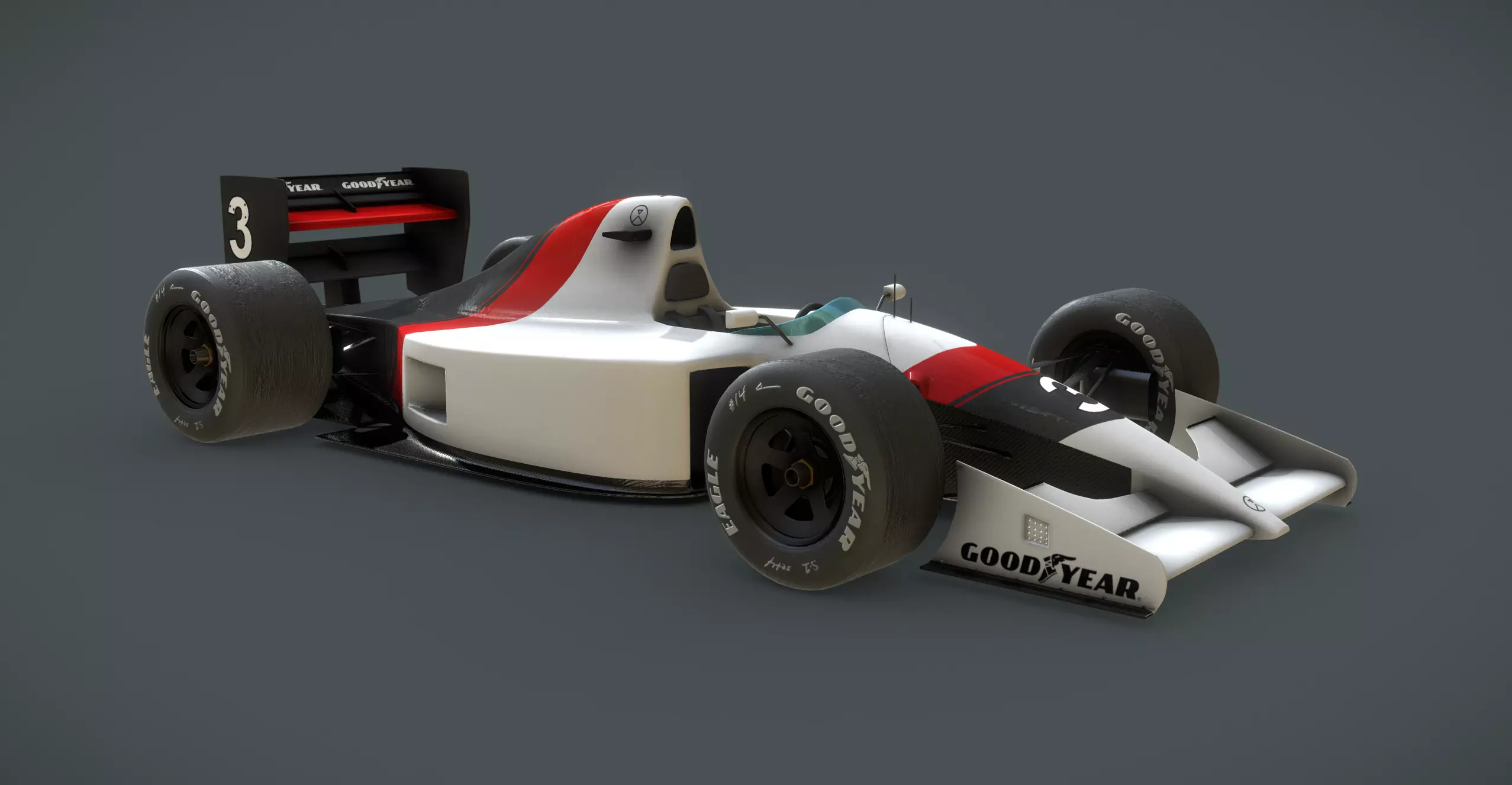 Generic F1 1990s race car 3D model_3