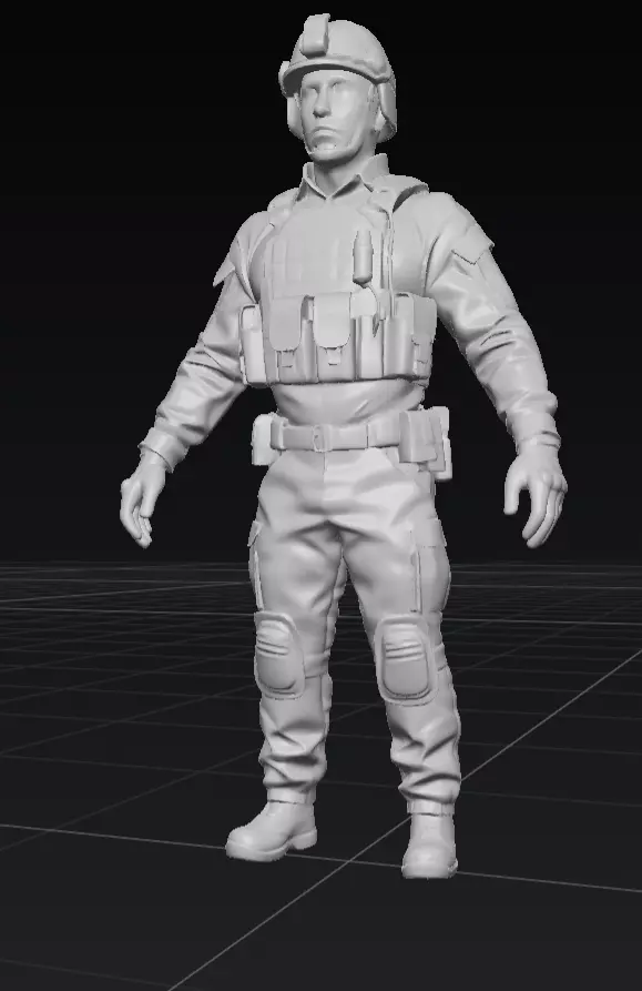 Modern Special Forces Soldier 3D Model Full Body OBJ STL GLB 3D model_1