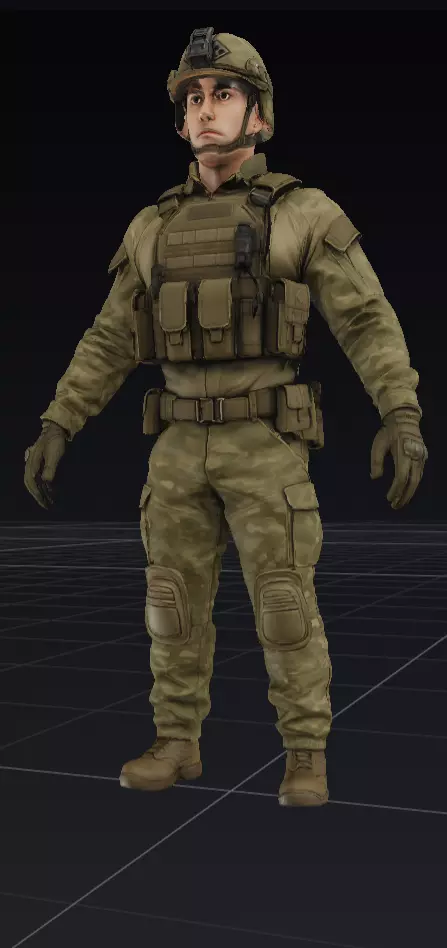 Modern Special Forces Soldier 3D Model Full Body OBJ STL GLB 3D model_0