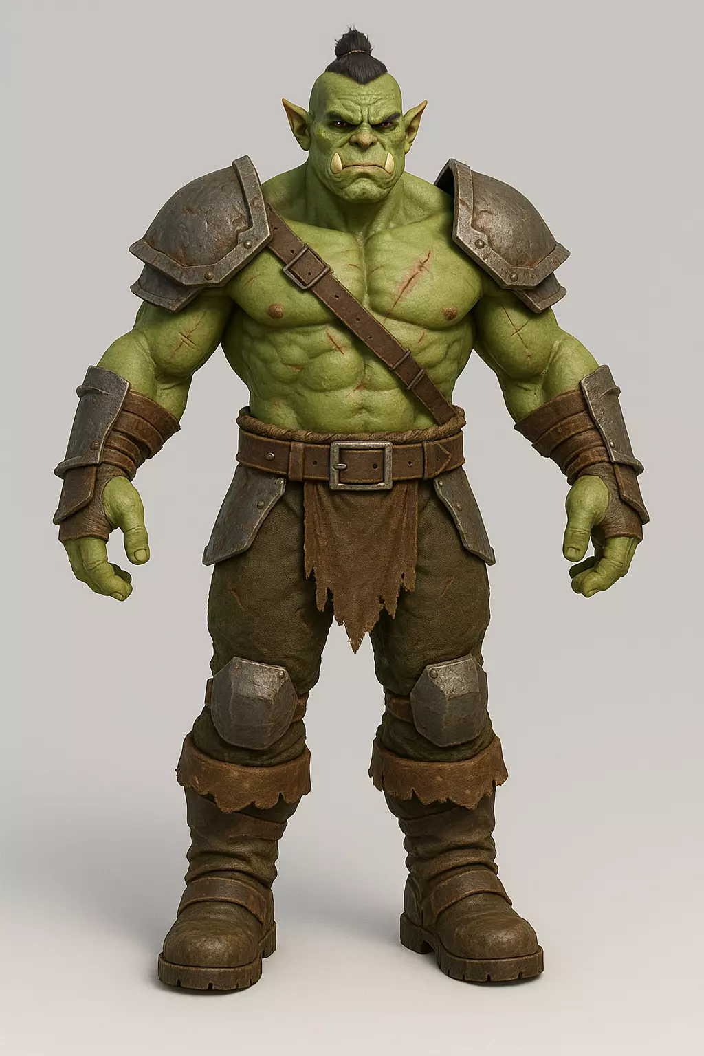 Fantasy Orc Warrior Soldier 3D Model Full Body OBJ STL GLB 3D model_2