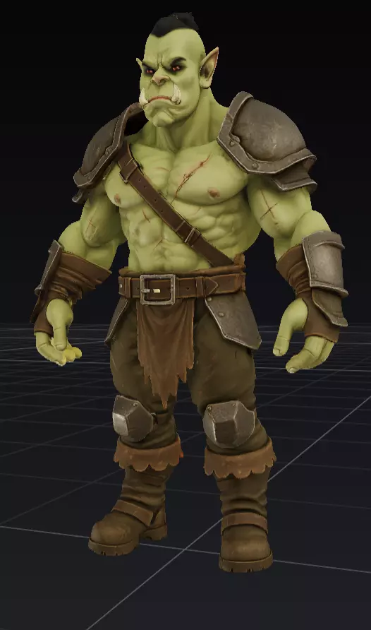 Fantasy Orc Warrior Soldier 3D Model Full Body OBJ STL GLB 3D model_0