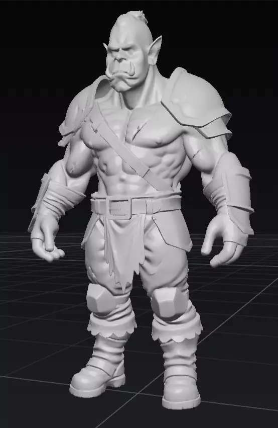 Fantasy Orc Warrior Soldier 3D Model Full Body OBJ STL GLB 3D model_1