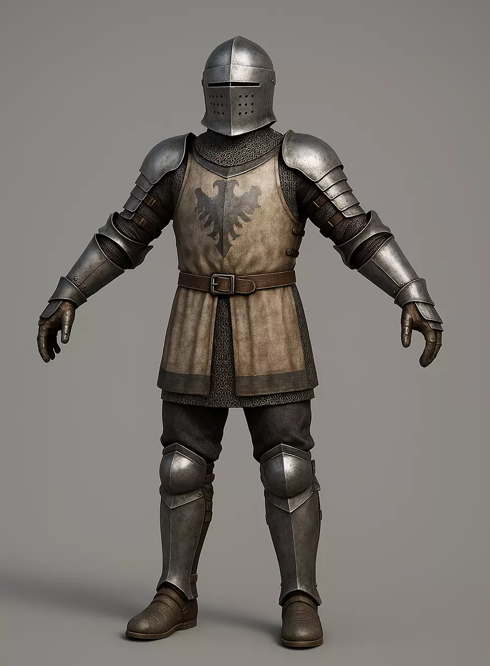Medieval Soldier 3D Model Full Body OBJ STL GLB 3D model_2