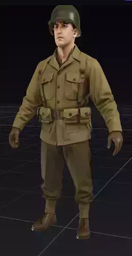 WWII Soldier 3D Model Full Body OBJ STL GLB 3D model