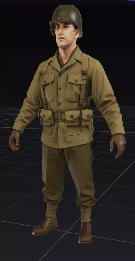 WWII Soldier 3D Model Full Body OBJ STL GLB 3D model_0