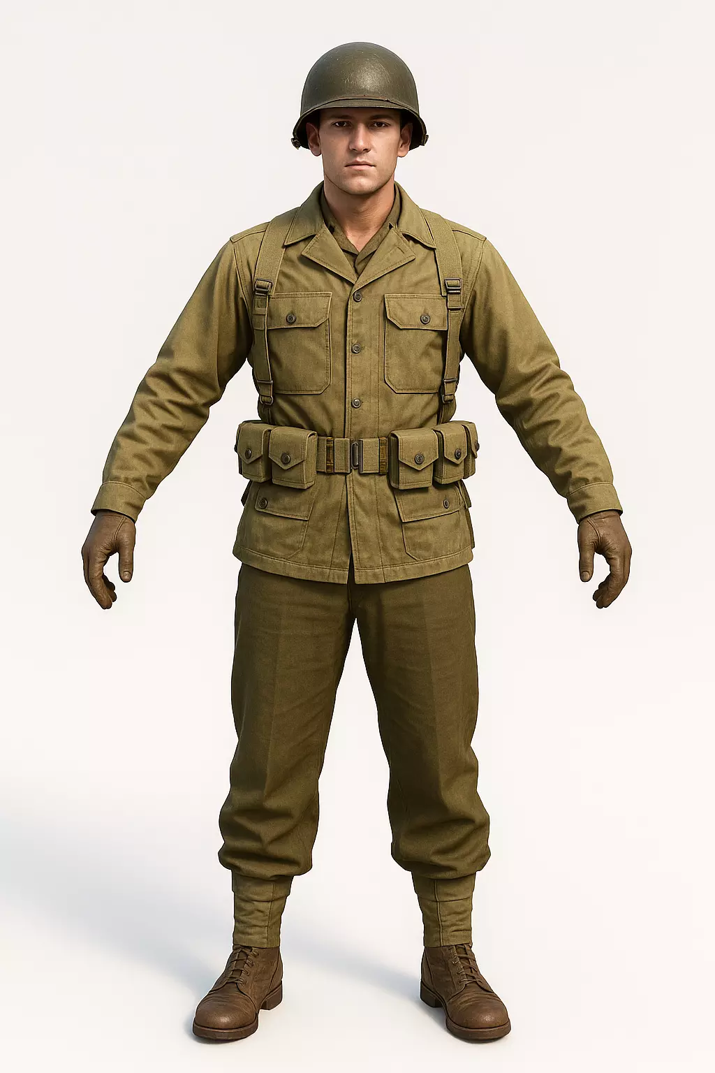 WWII Soldier 3D Model Full Body OBJ STL GLB 3D model_2