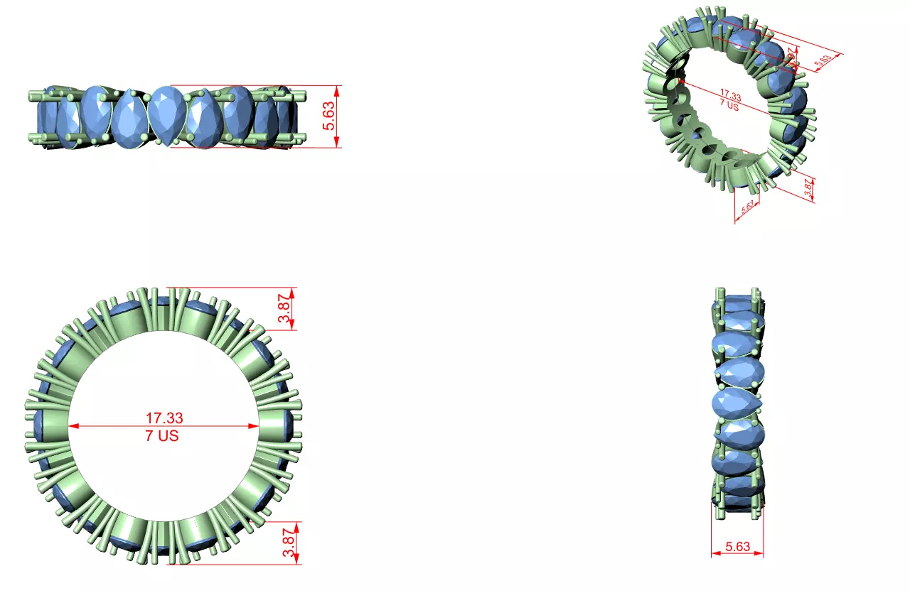 Diamond Engagement Wedding Ring 3DM STL Video 3D print model_12