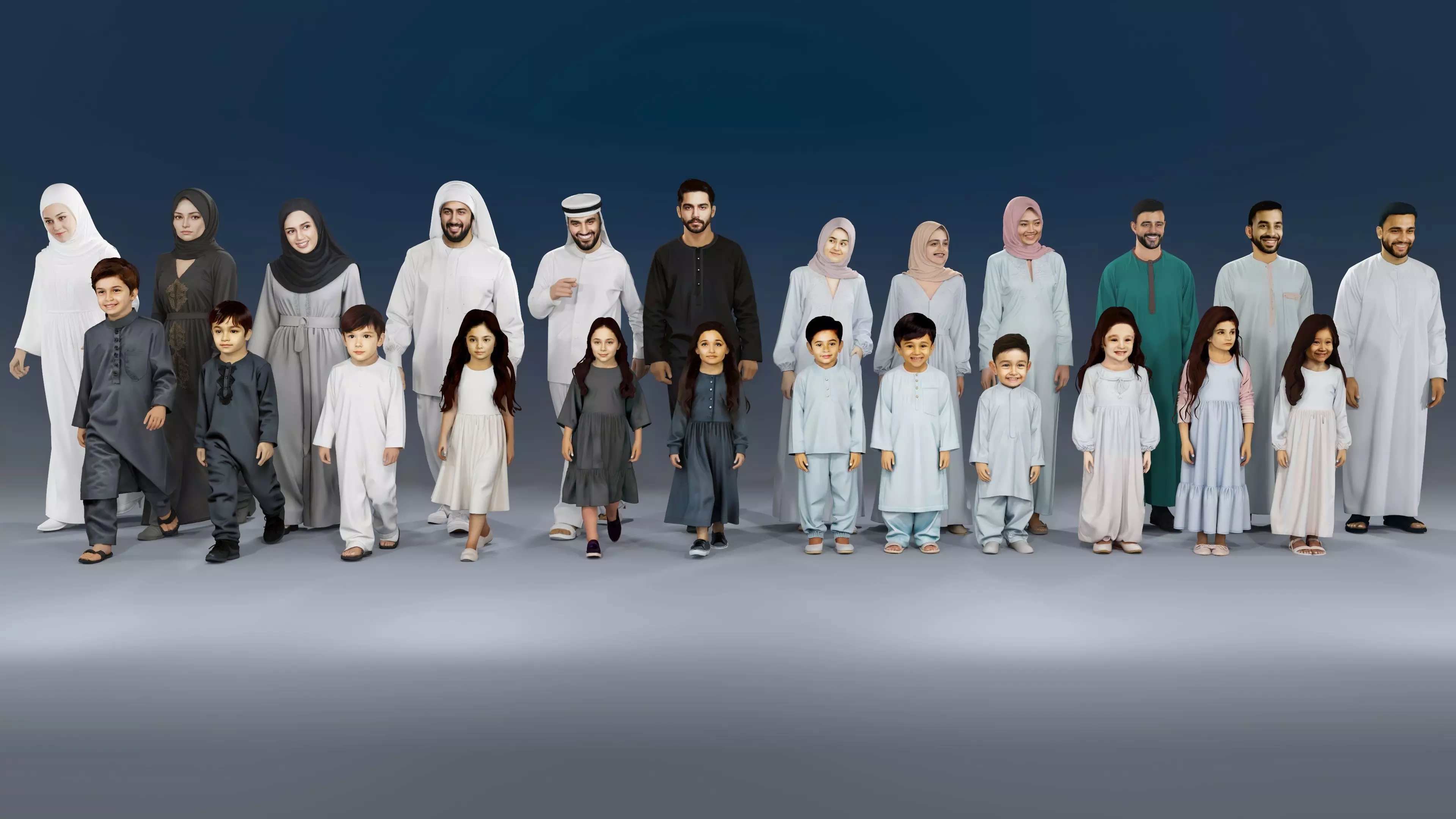 Walking people 01 and Standing People 01 3D Model Collection_2