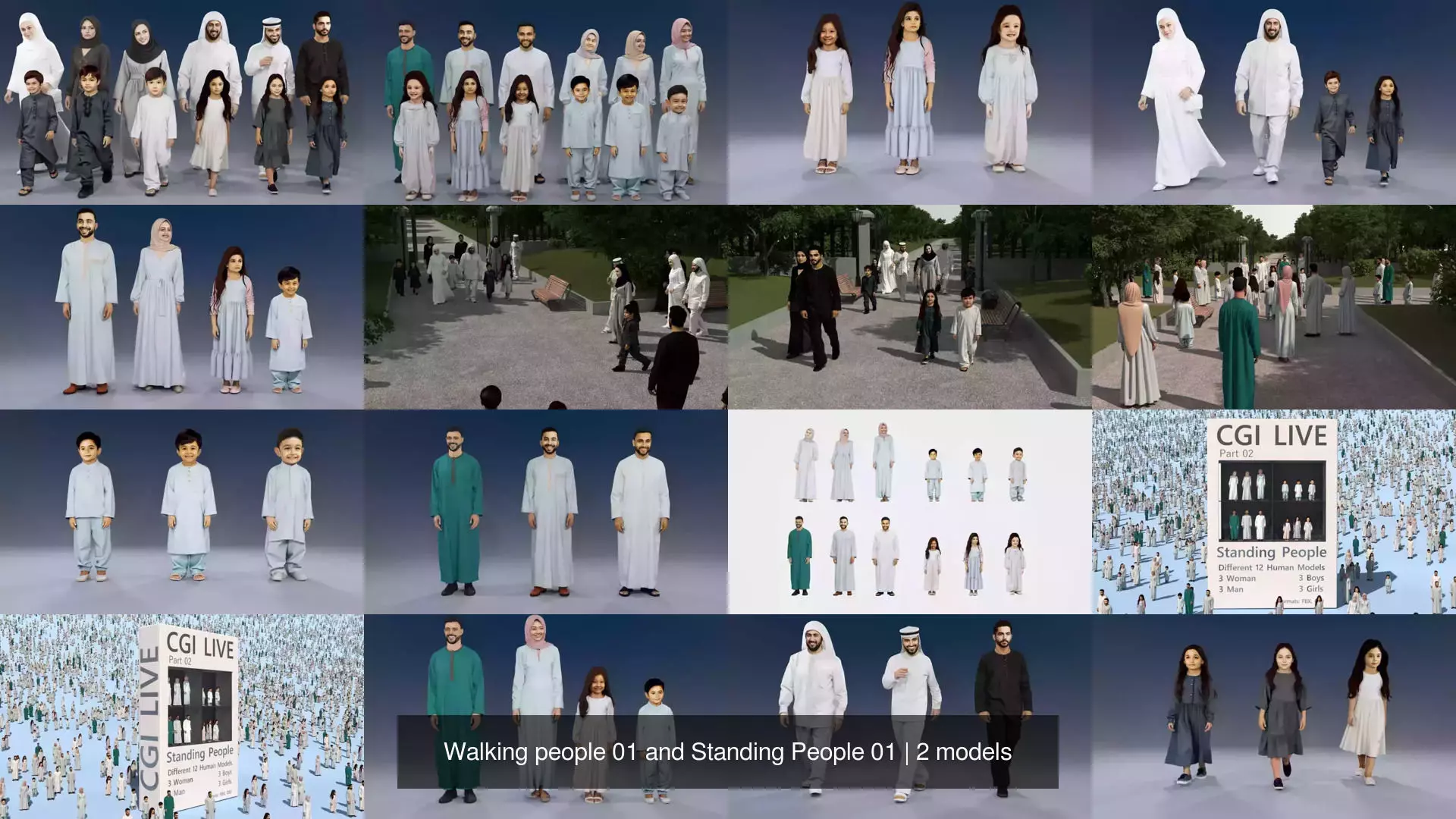 Walking people 01 and Standing People 01 3D Model Collection_1