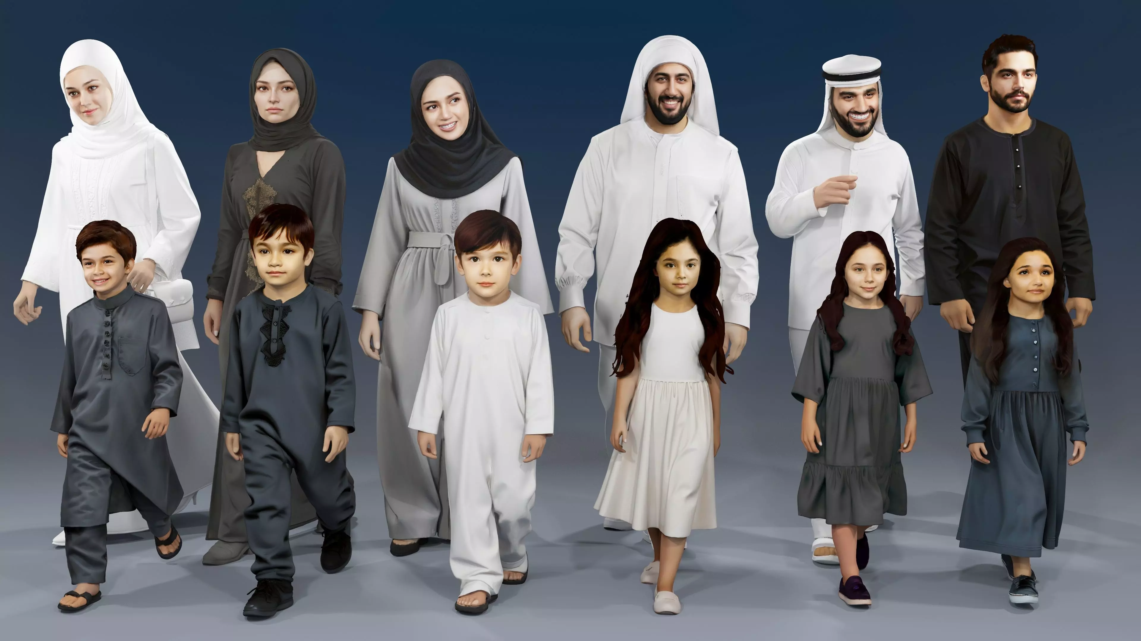 Walking people 01 and Standing People 01 3D Model Collection_4