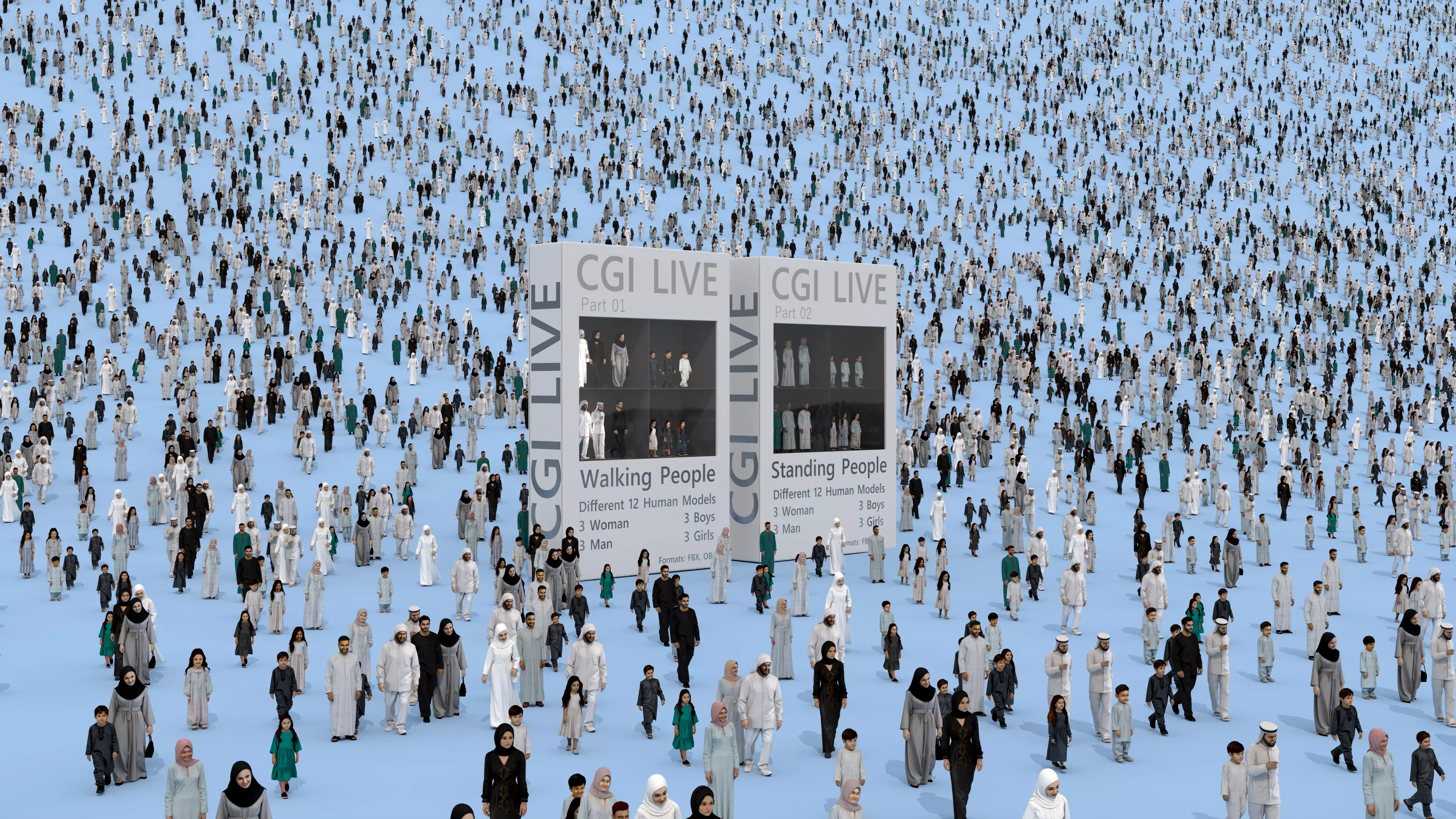 Walking people 01 and Standing People 01 3D Model Collection_14