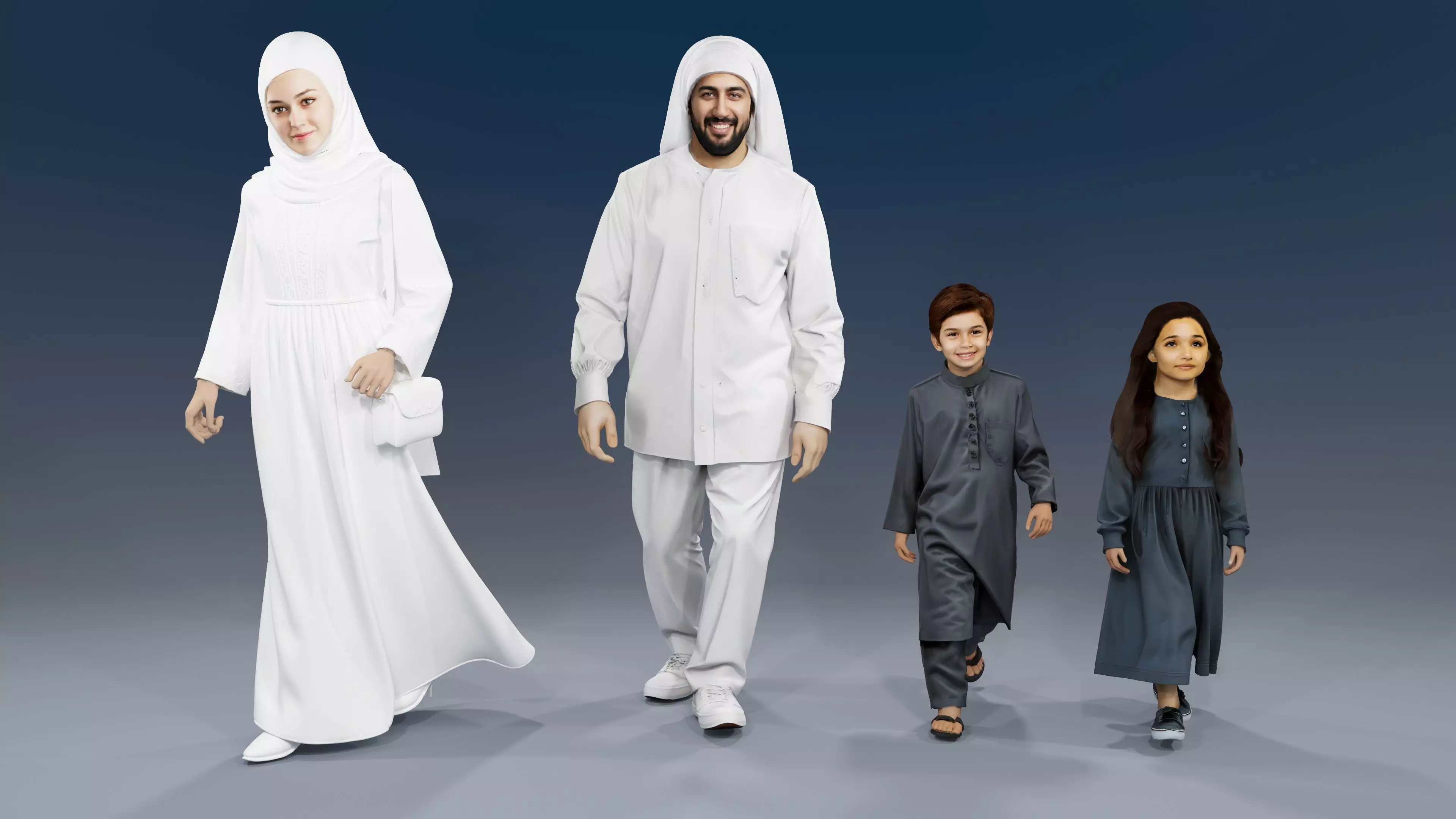 Walking people 01 and Standing People 01 3D Model Collection_9