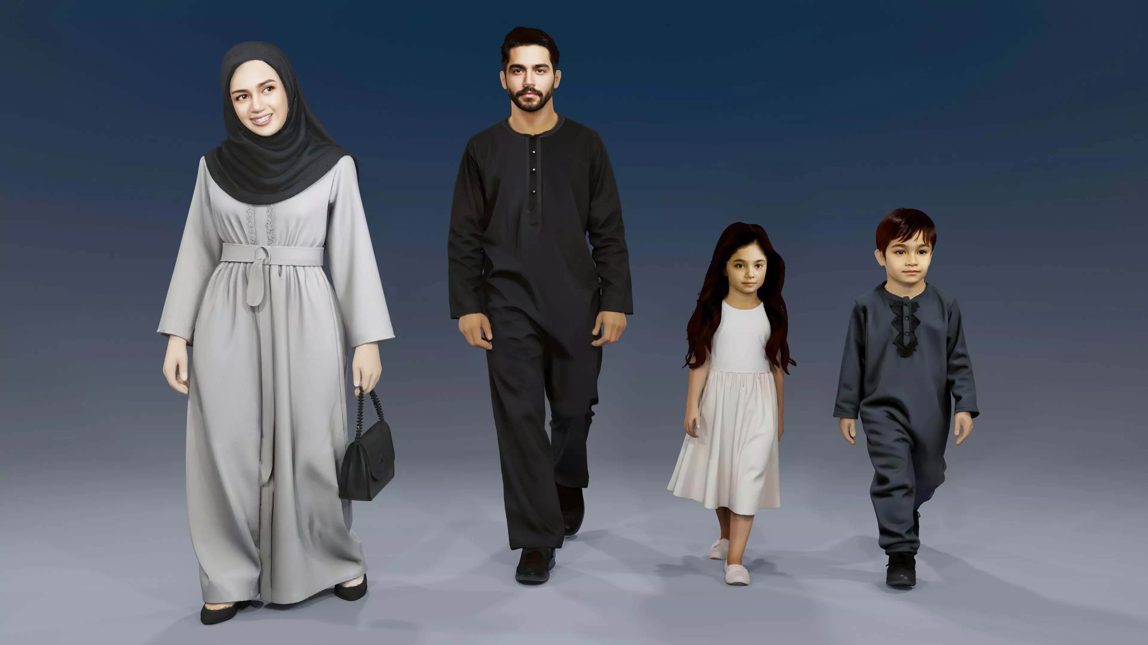 Walking people 01 and Standing People 01 3D Model Collection_11