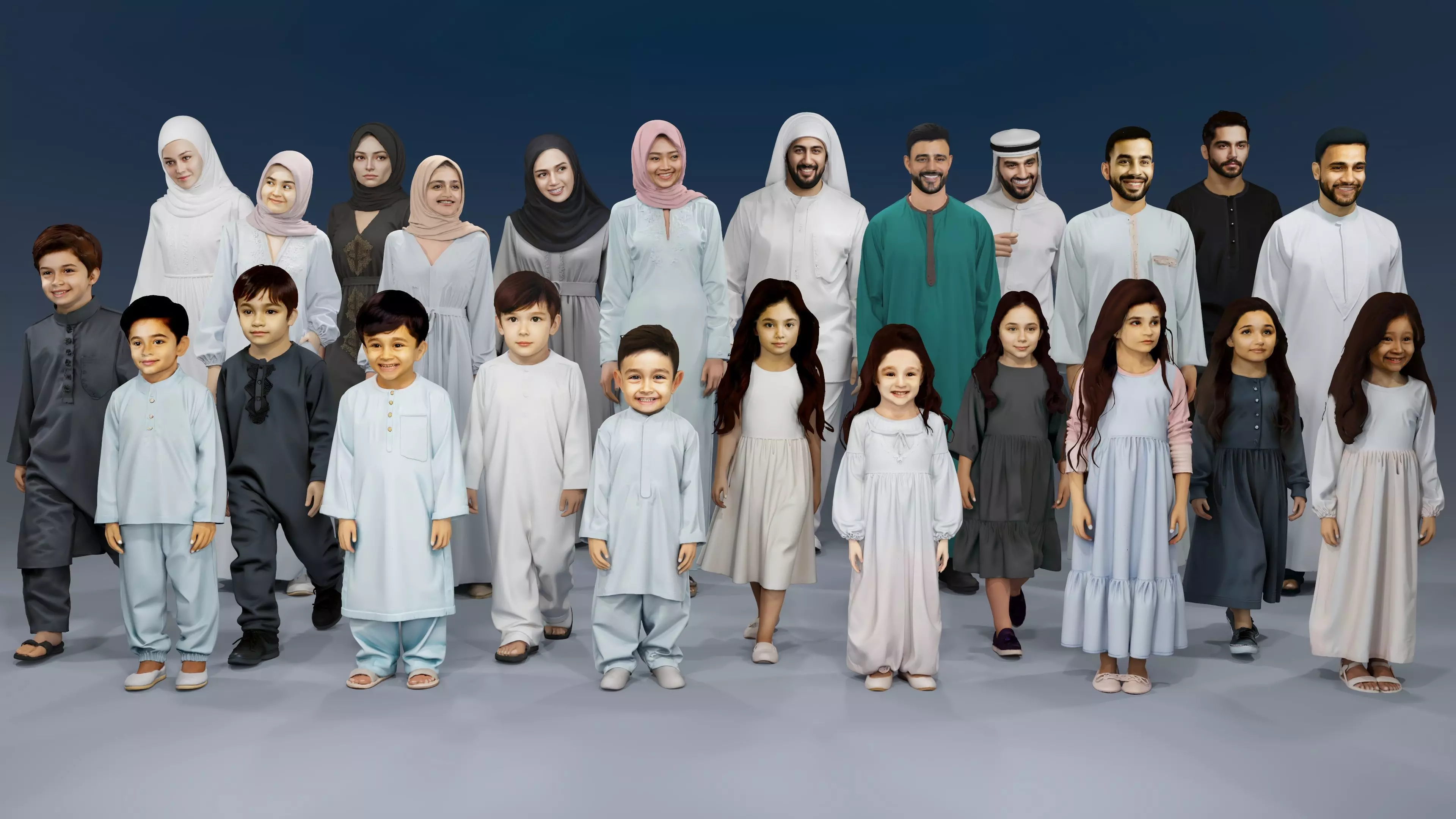 Walking people 01 and Standing People 01 3D Model Collection_0