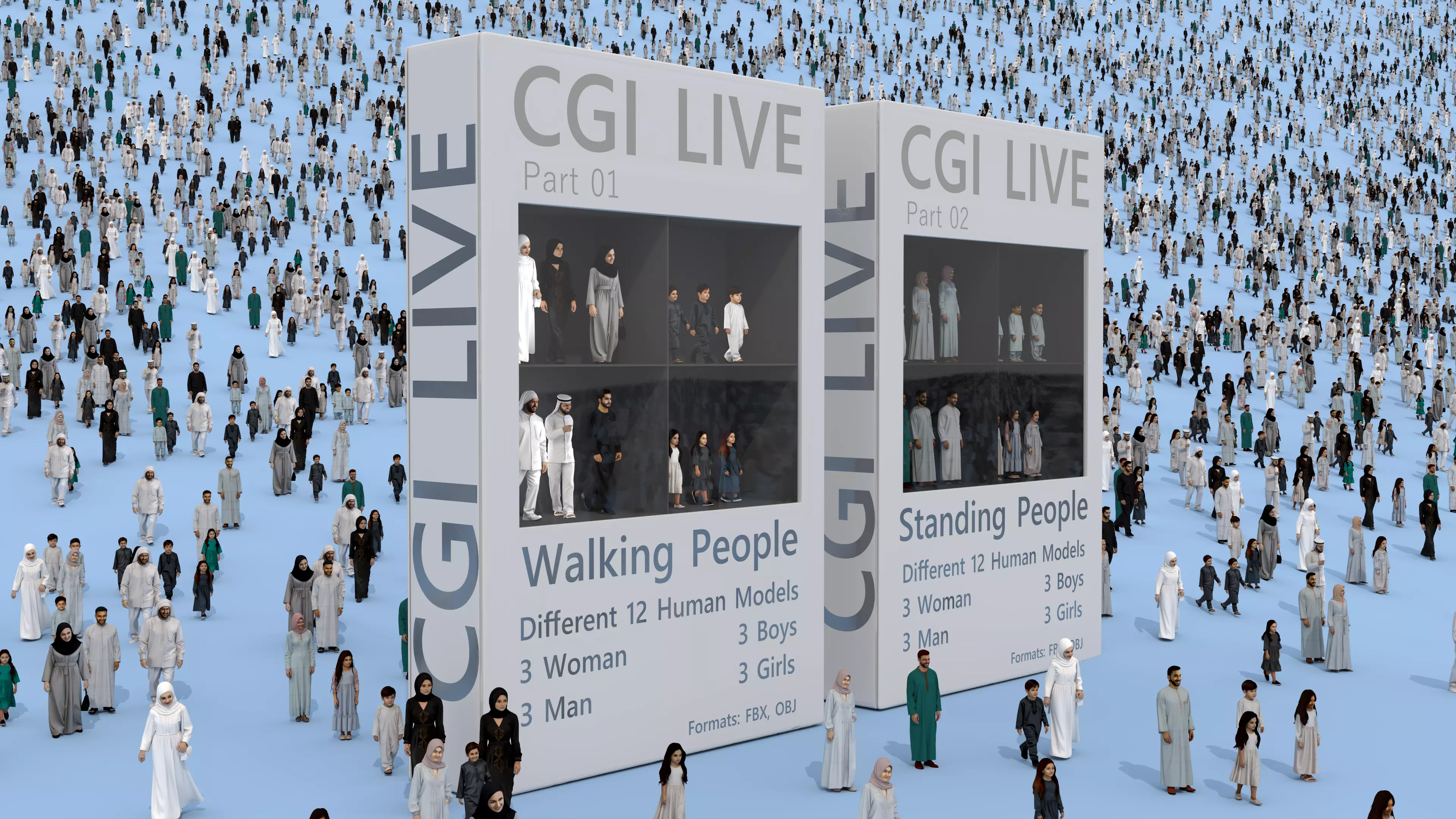 Walking people 01 and Standing People 01 3D Model Collection_3