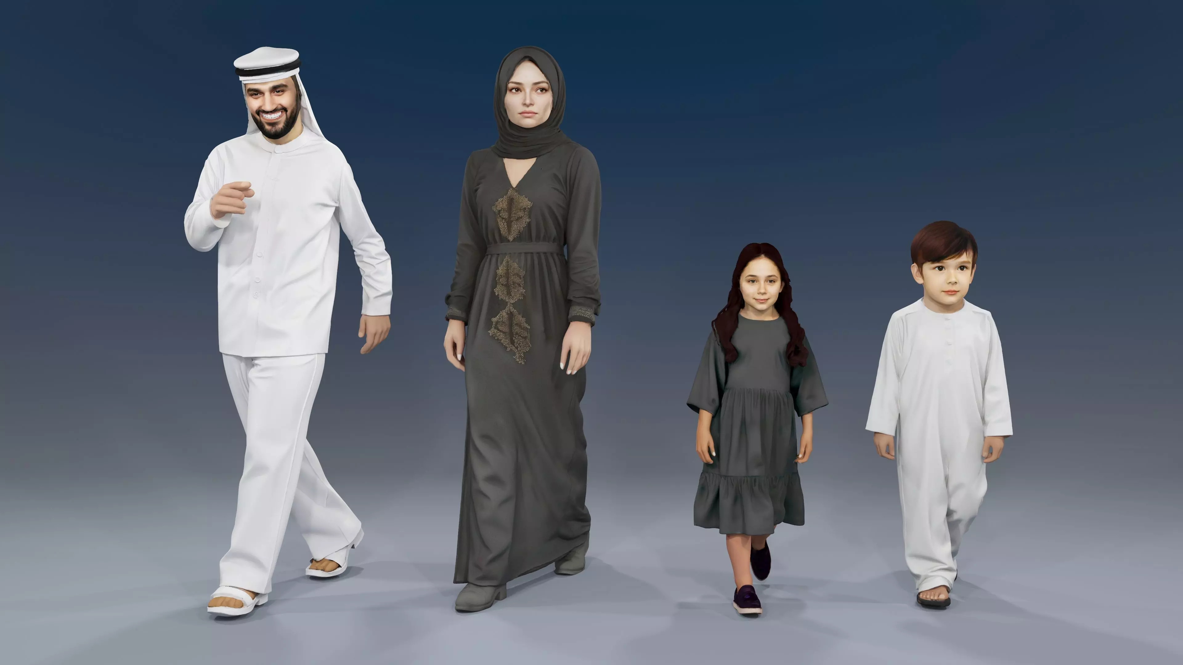 Walking people 01 and Standing People 01 3D Model Collection_10