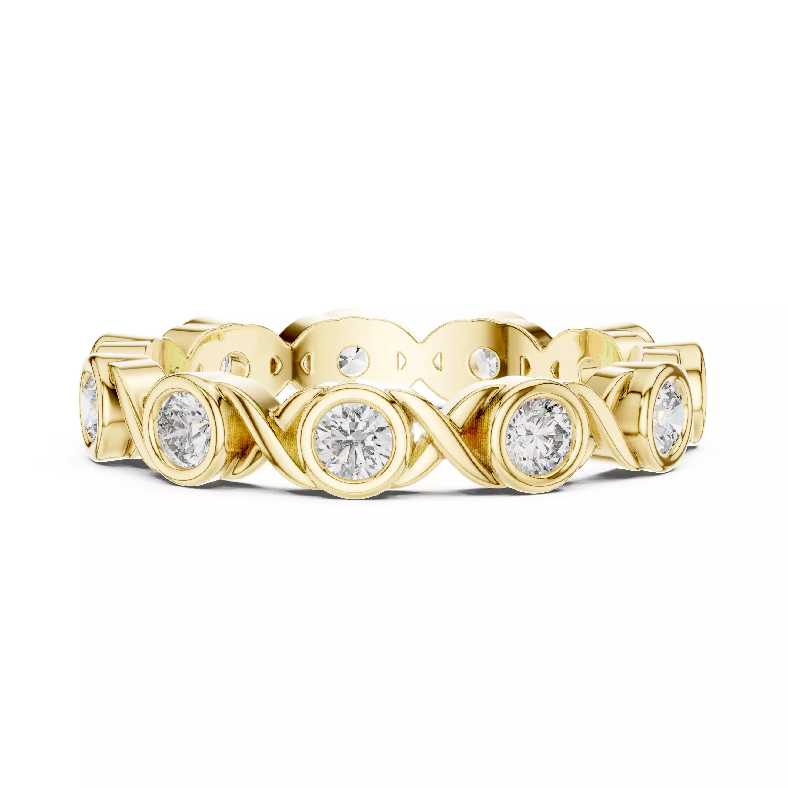 Bezel Set Round Diamond Wedding Band 3DM STL Video 3D print model_1