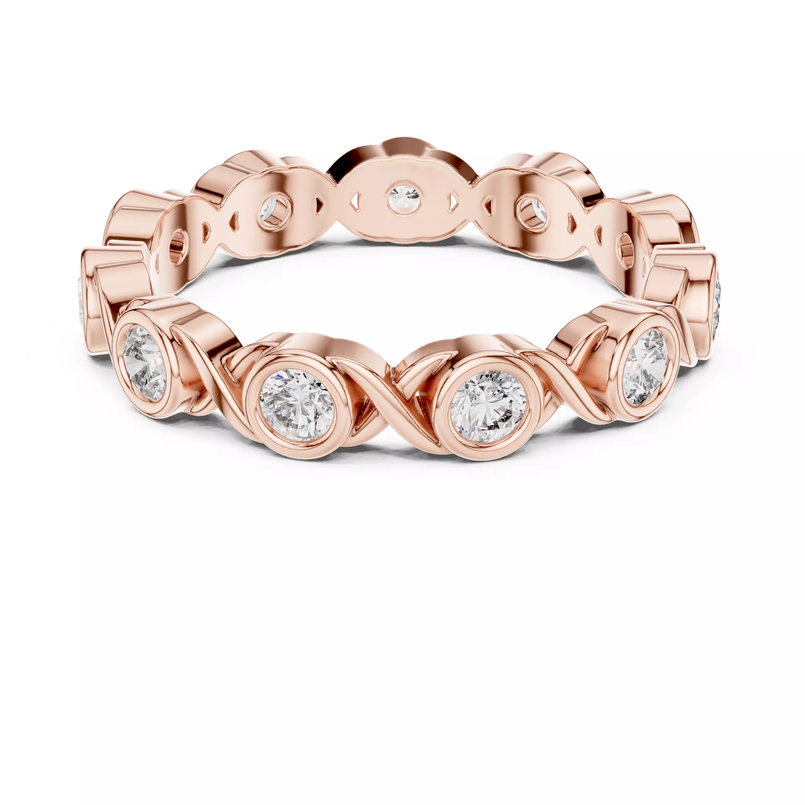 Bezel Set Round Diamond Wedding Band 3DM STL Video 3D print model_5