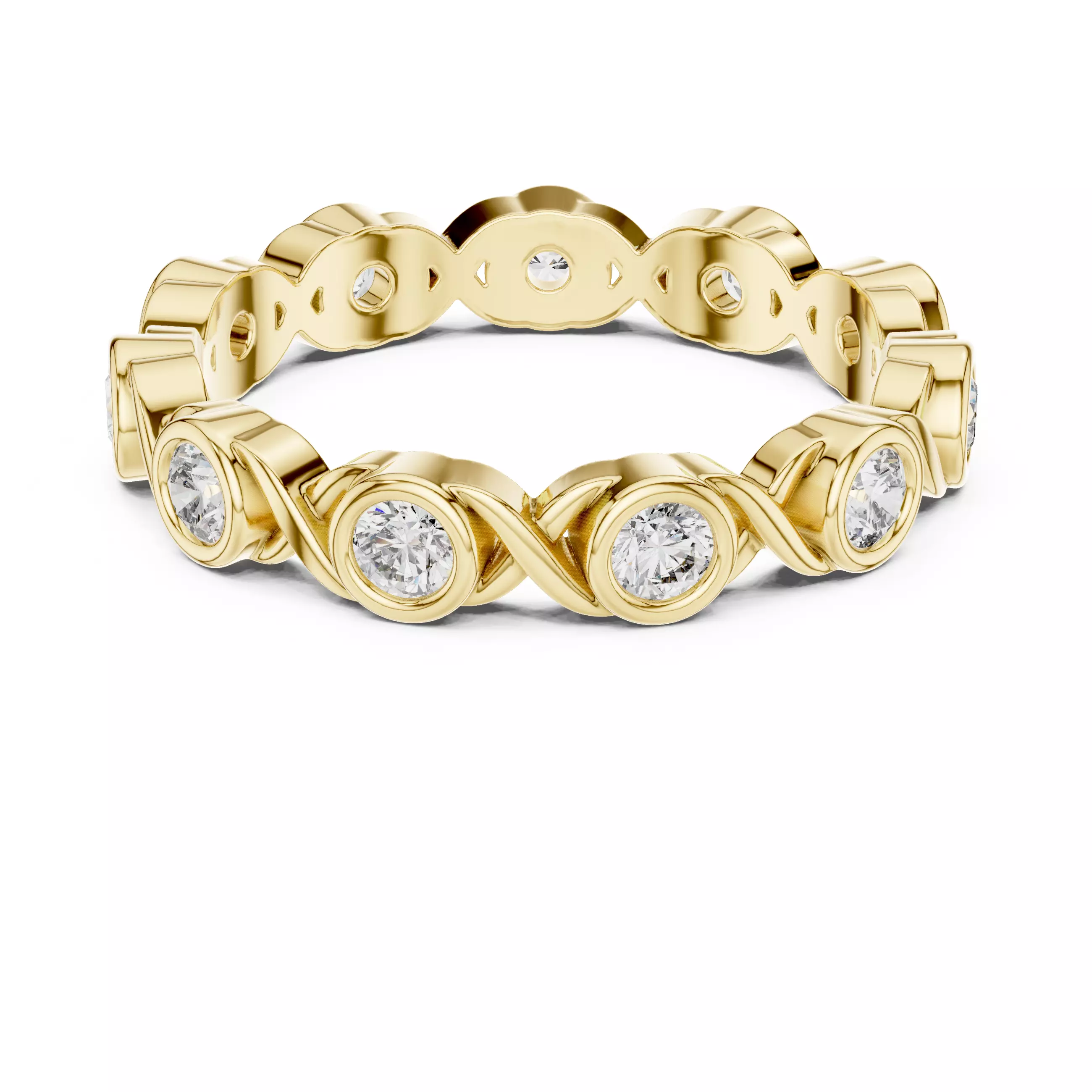 Bezel Set Round Diamond Wedding Band 3DM STL Video 3D print model_8