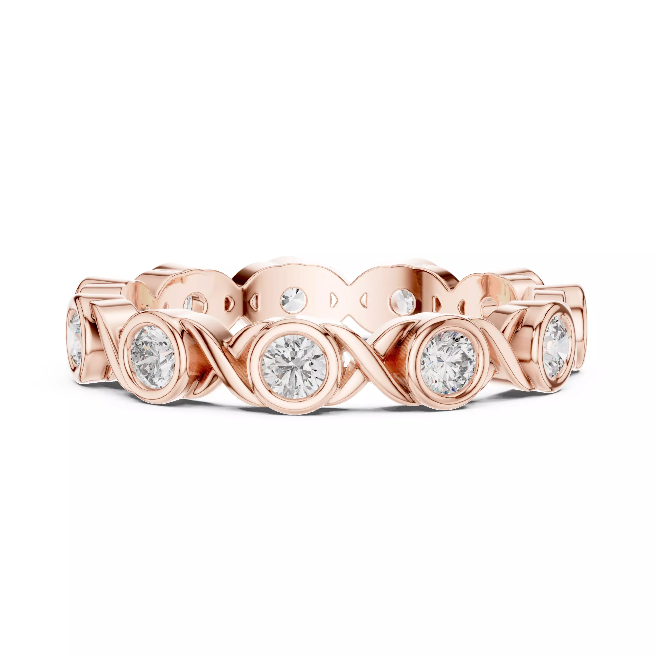 Bezel Set Round Diamond Wedding Band 3DM STL Video 3D print model_0