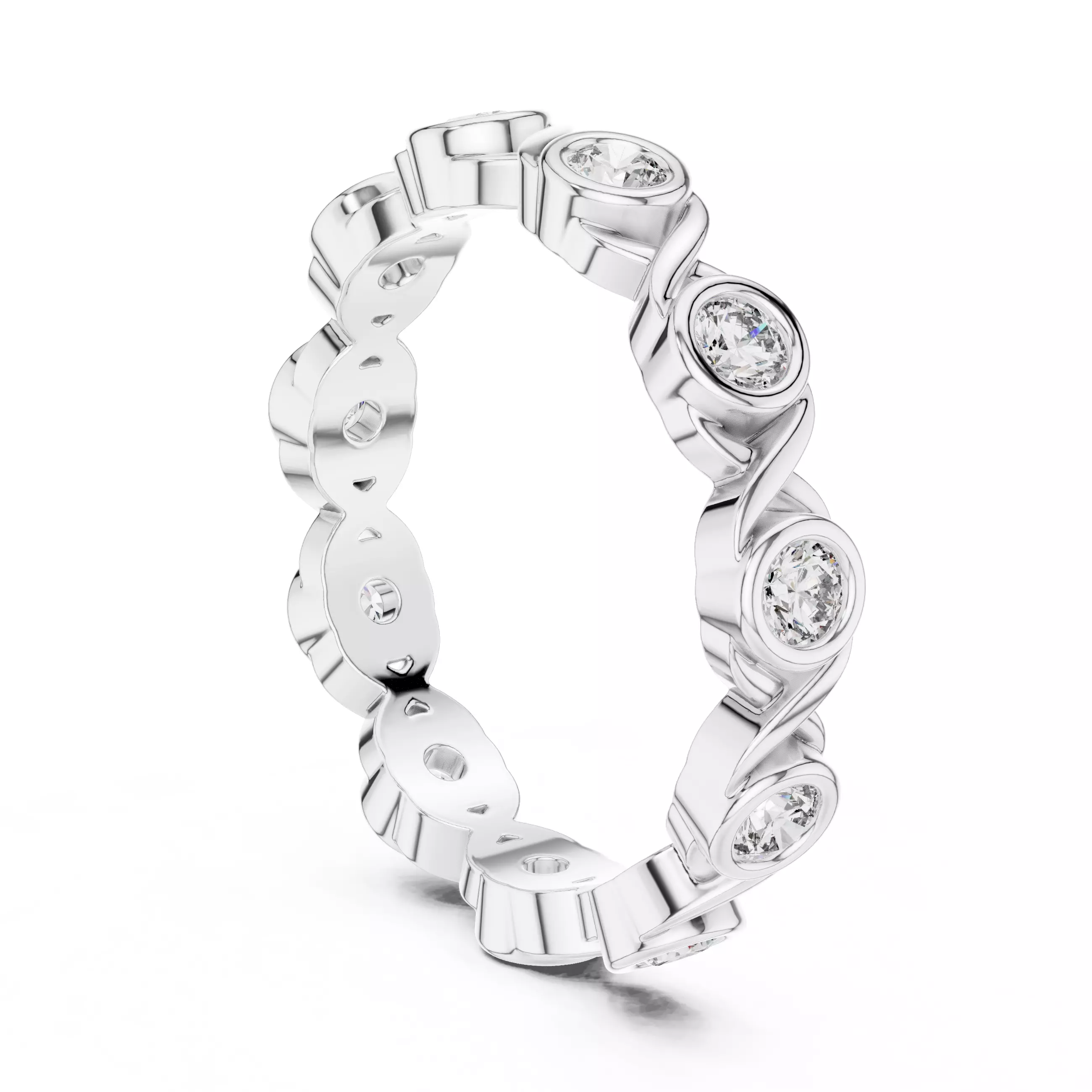 Bezel Set Round Diamond Wedding Band 3DM STL Video 3D print model_9