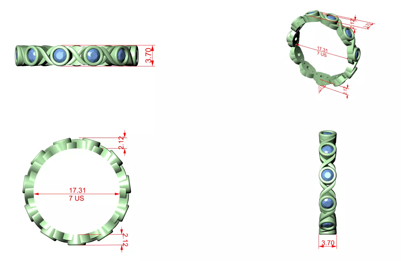 Bezel Set Round Diamond Wedding Band 3DM STL Video 3D print model_12