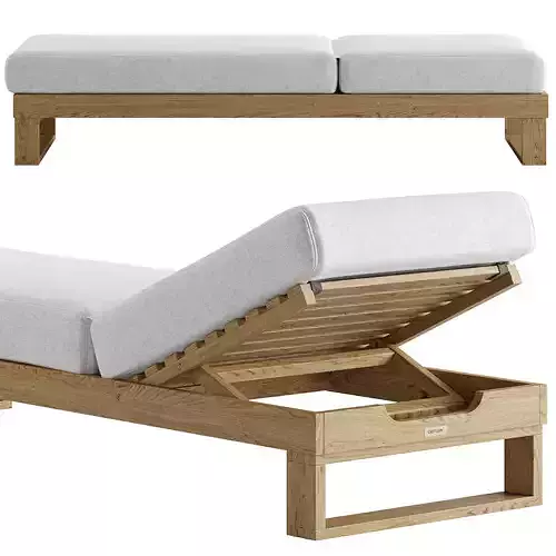 Rio Outdoor Teak Chaise Lounge 3D model