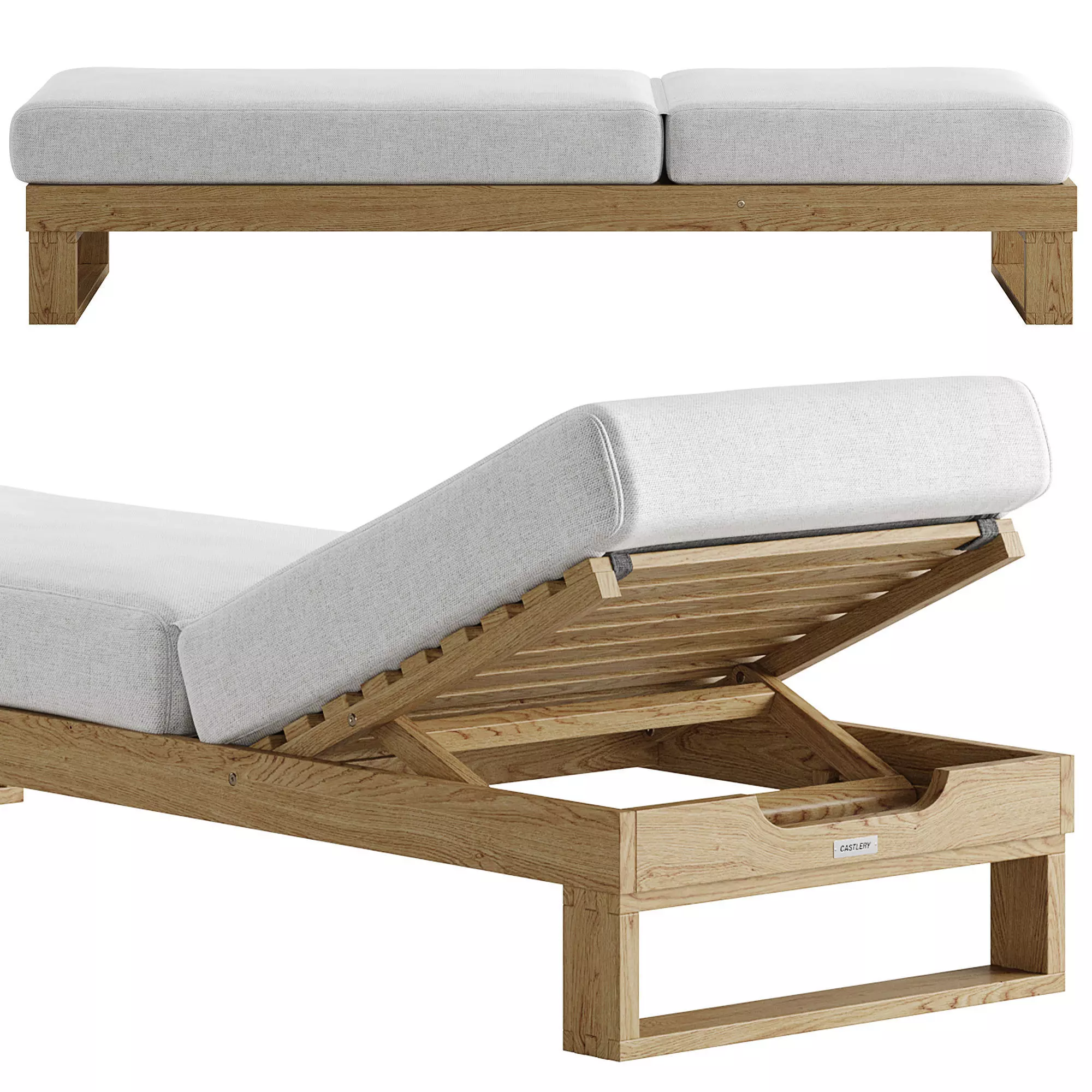 Rio Outdoor Teak Chaise Lounge 3D model