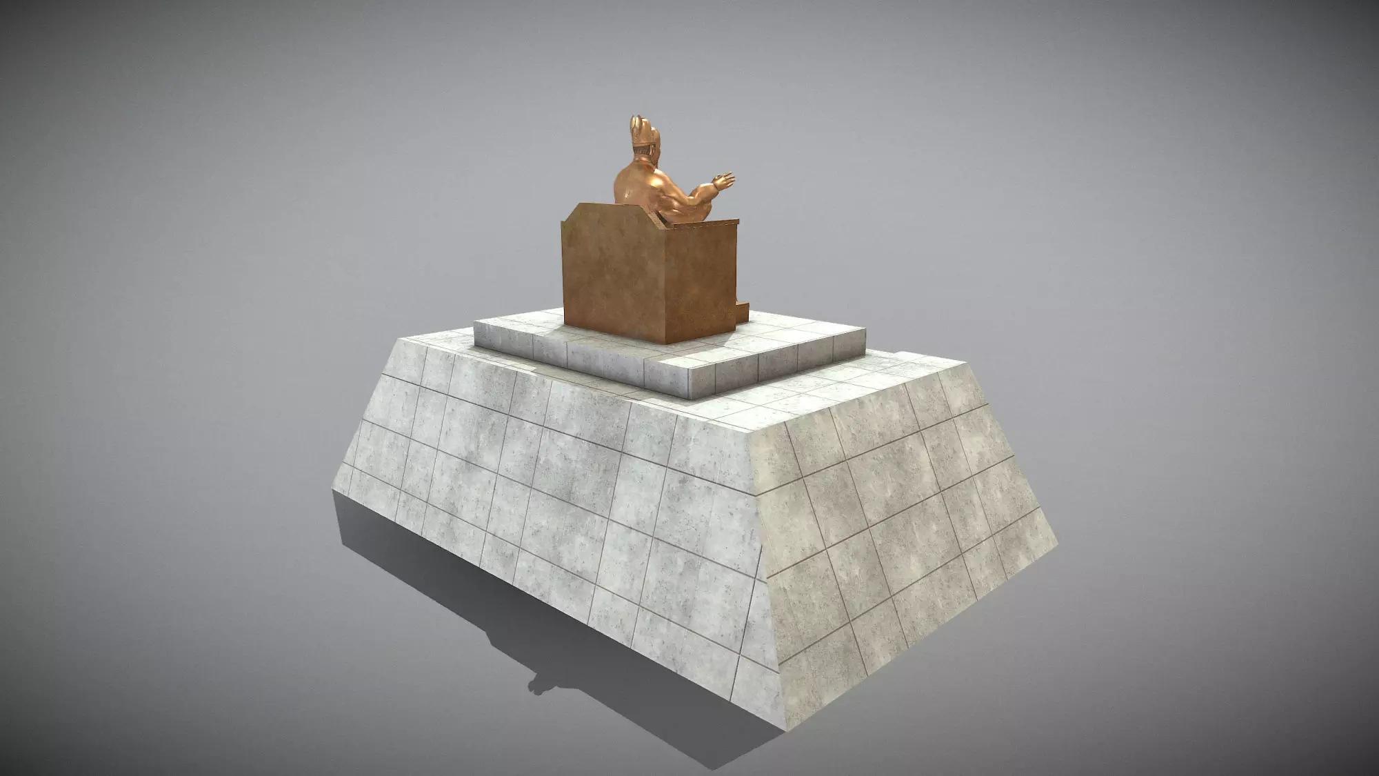Statue of King Sejong  Low-poly 3D model_6