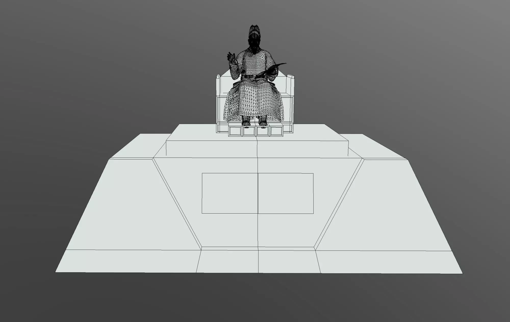 Statue of King Sejong  Low-poly 3D model_9