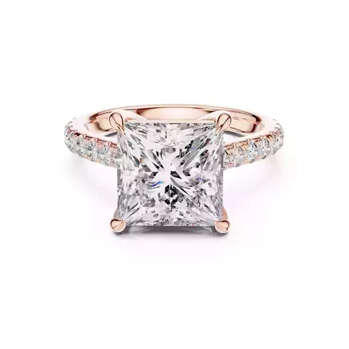 Princess Cut Hidden Halo Diamond Wedding Ring 3DM STL Video