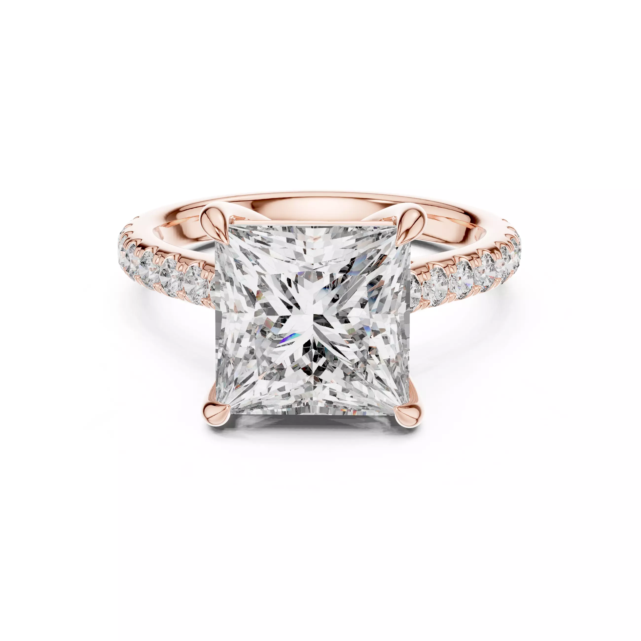 Princess Cut Hidden Halo Diamond Wedding Ring 3DM STL Video 3D print model