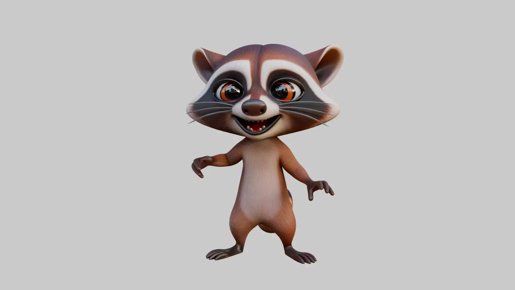 Raccoon Cartoon Style Rigged Low-poly 3D model_1