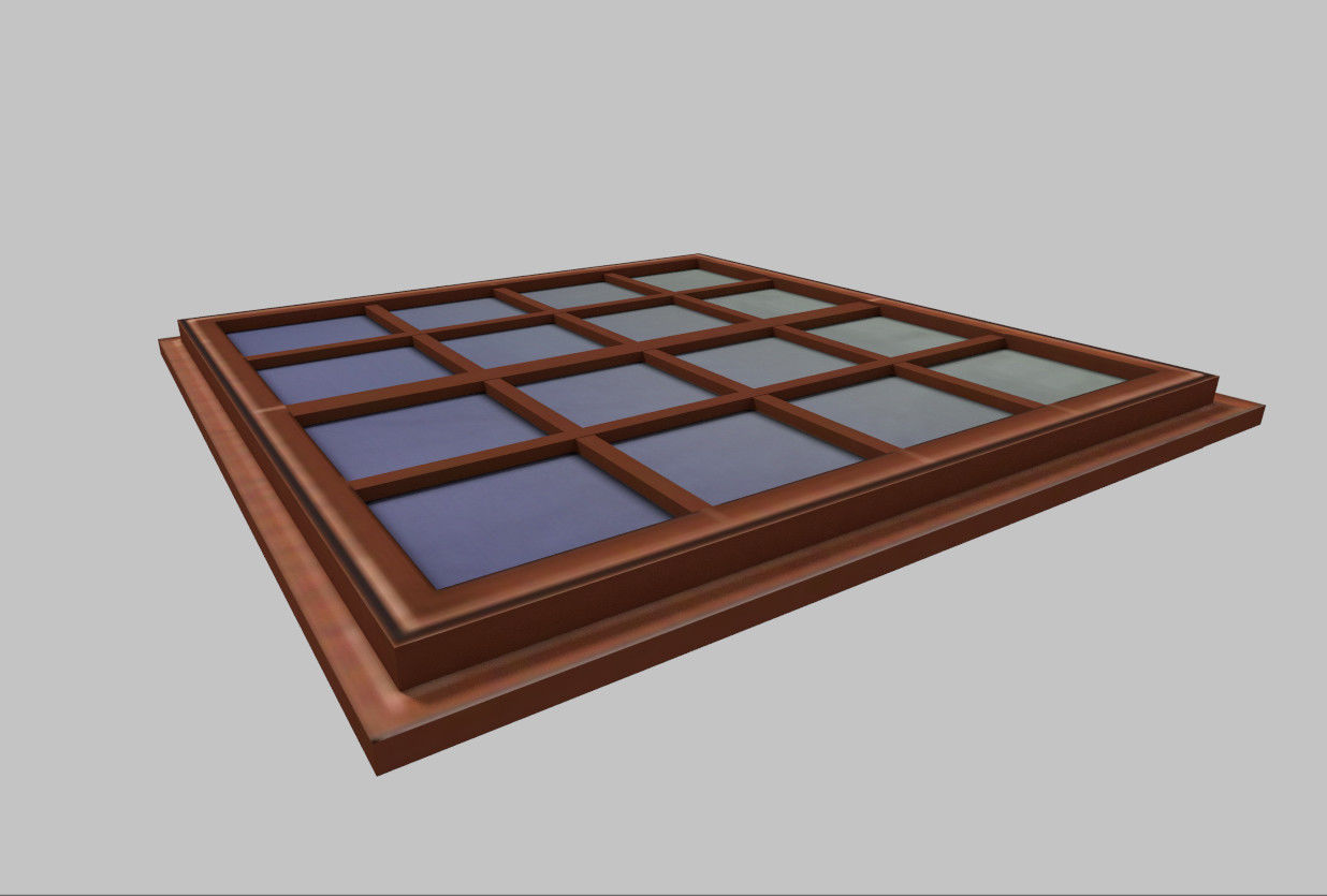 low poly window 1 wooden with squares Low-poly 3D model_4