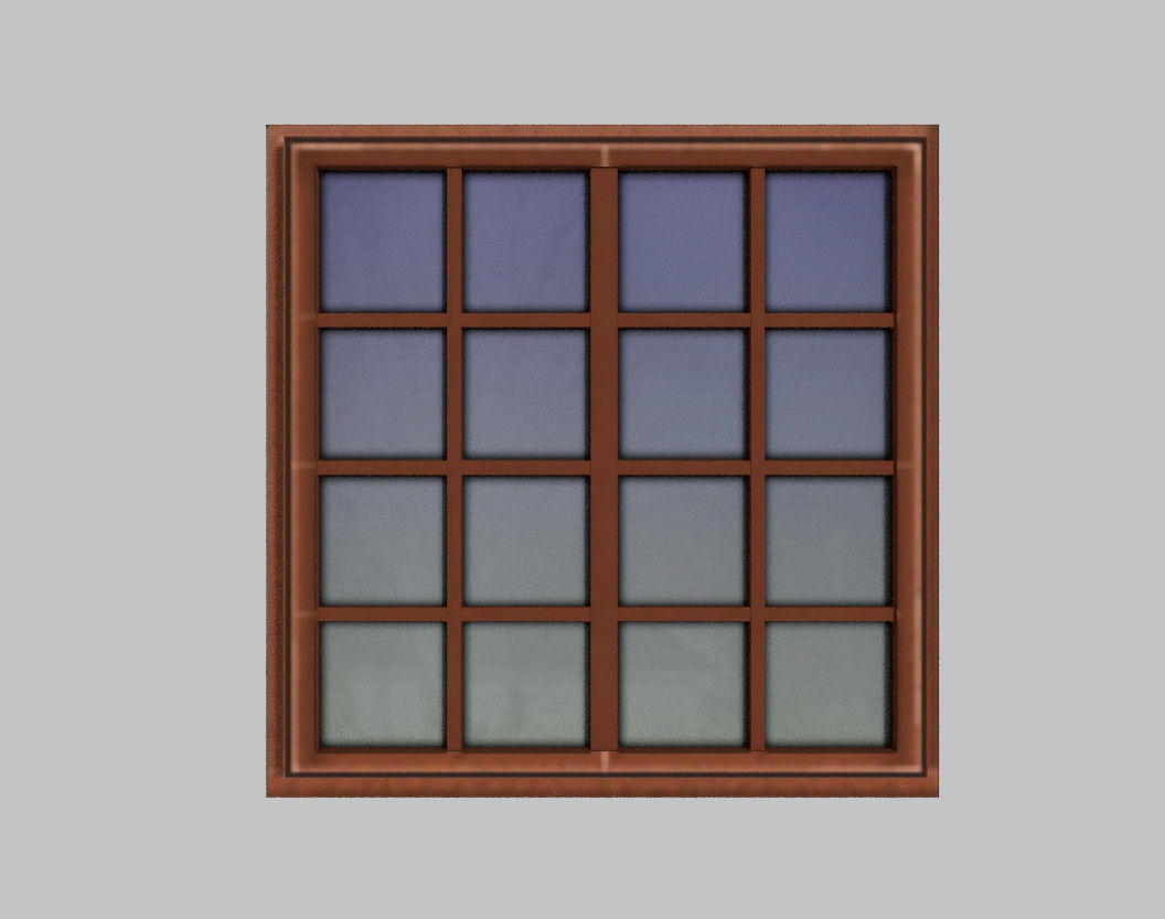 low poly window 1 wooden with squares Low-poly 3D model_5